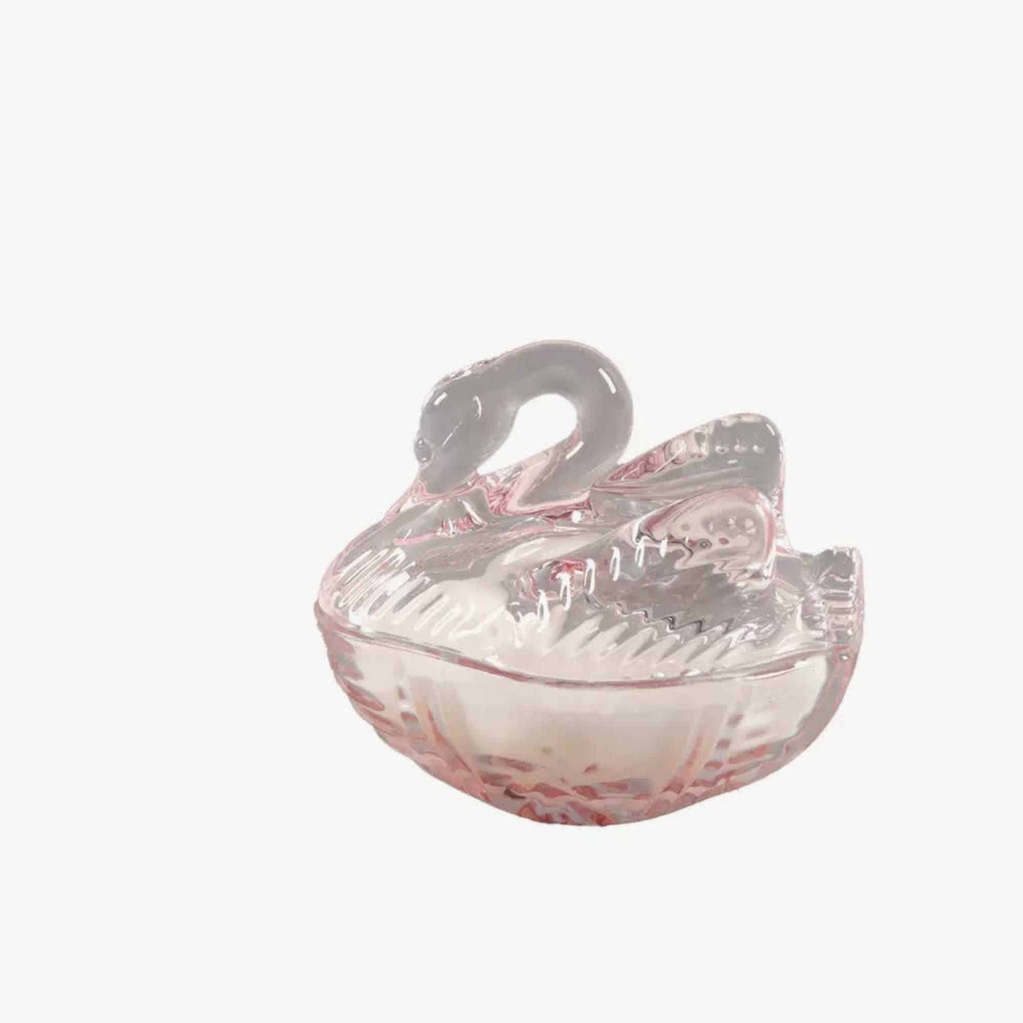 Glass Swan Candle Frosted Peony 4.5 oz