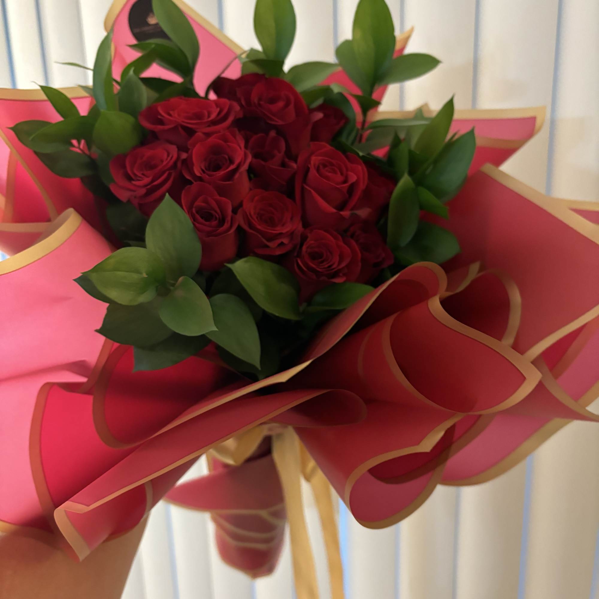 Beautiful fresh roses, wrapped in Korean-style paper. You may request your favorite, photo 3 of 4