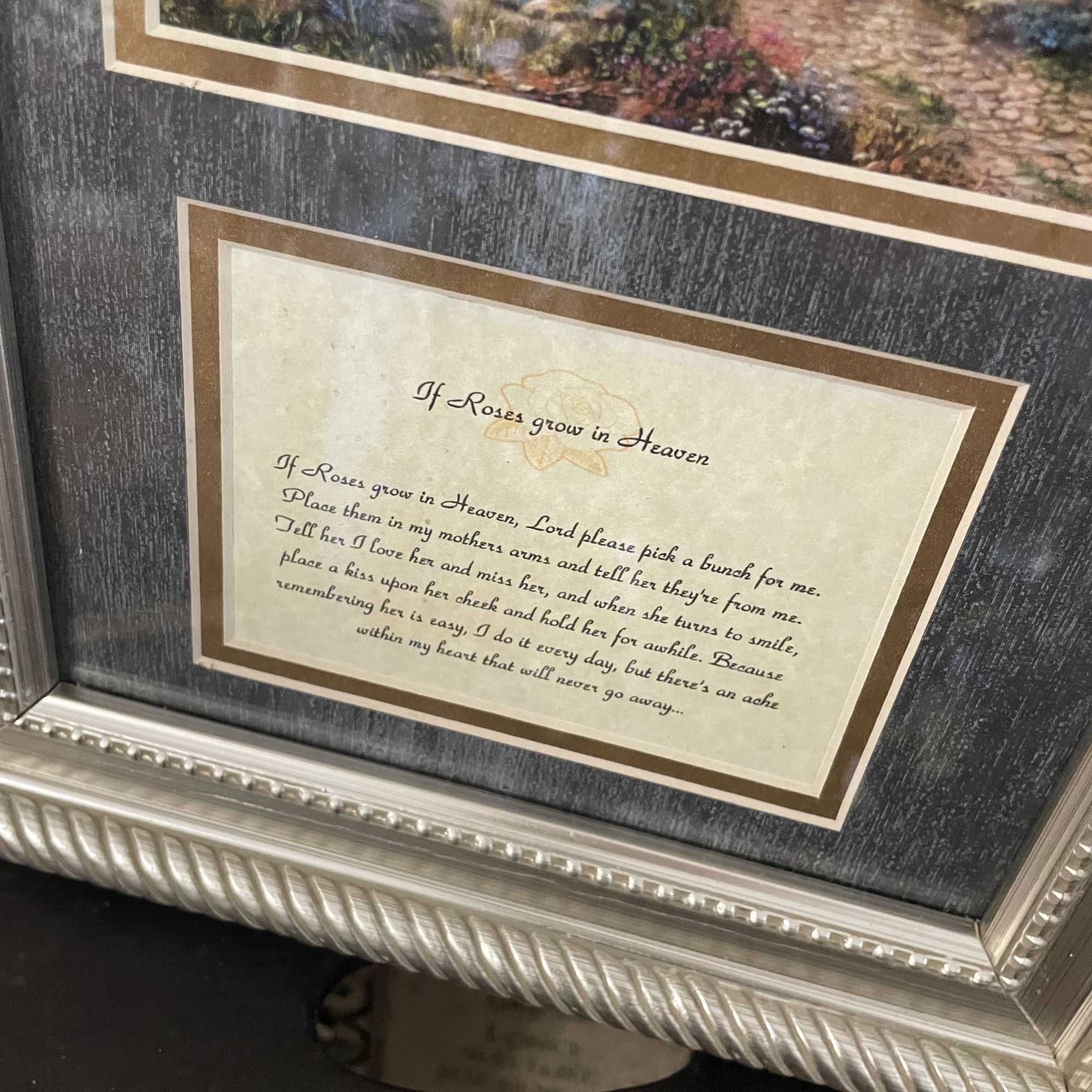 Our framed decor pieces can have a white or brown wood frame.