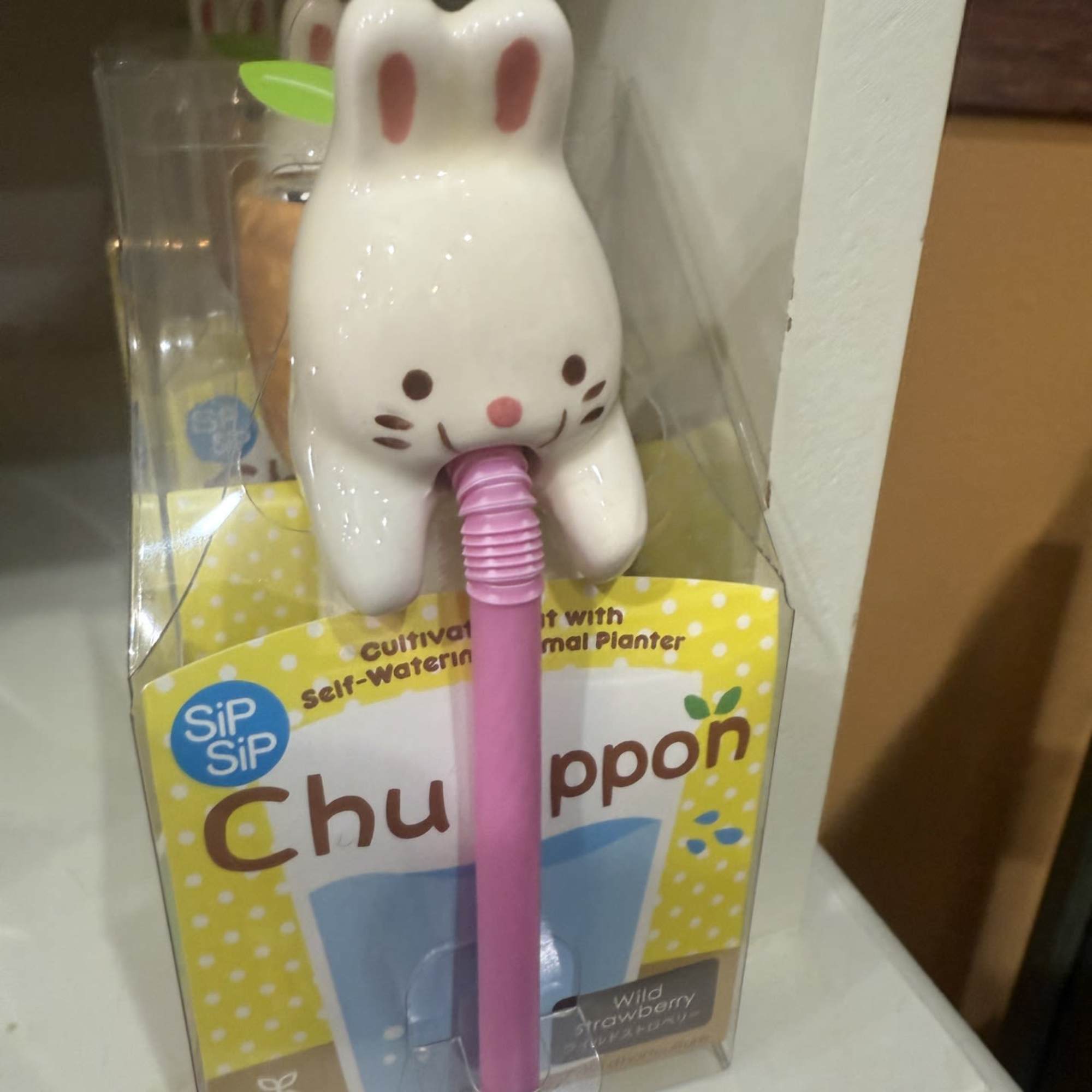 Rabbit-shaped self-watering planter pen in packaging