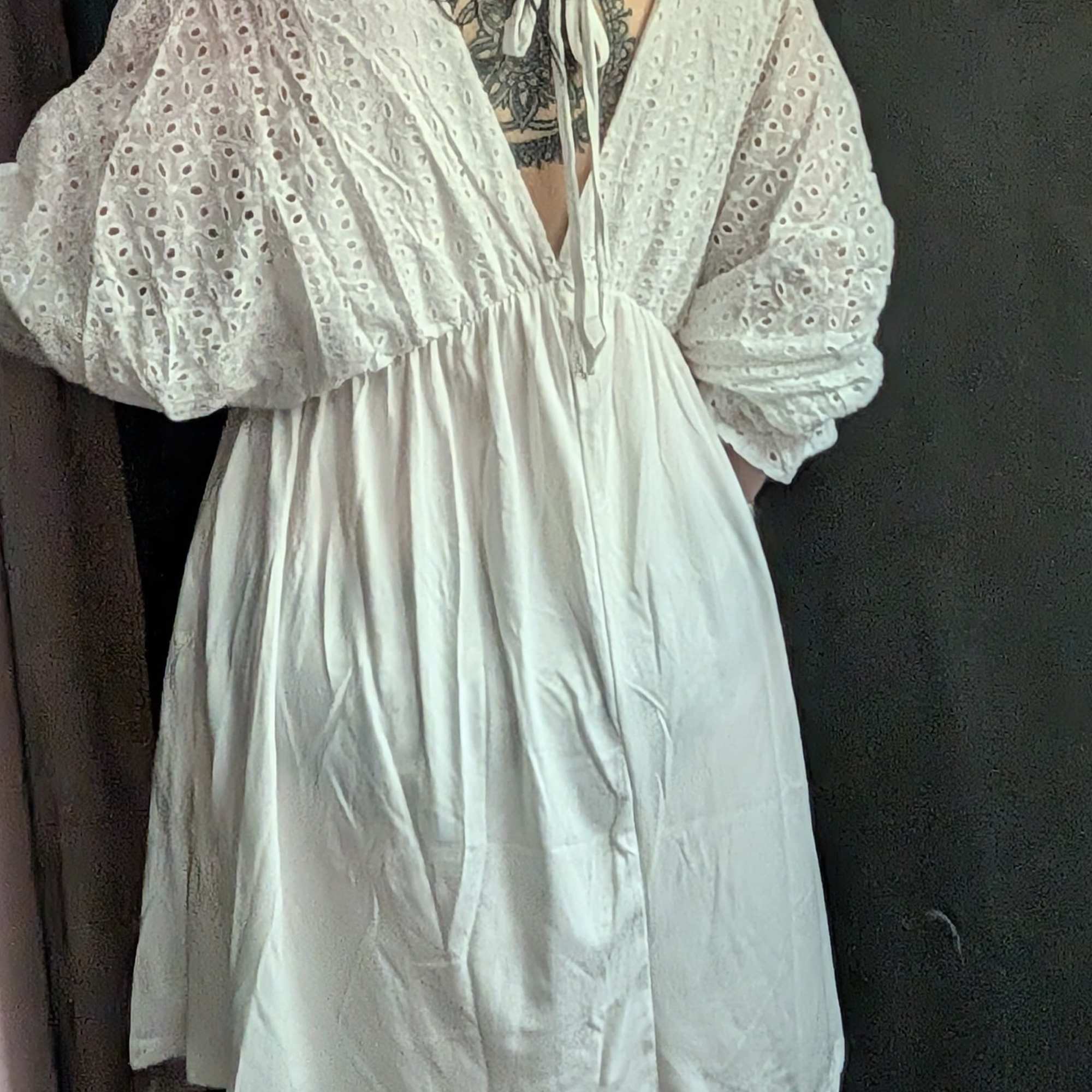 Cotton Eyelet Midi Dress with lace trim available in L-XL, photo 2 of 2