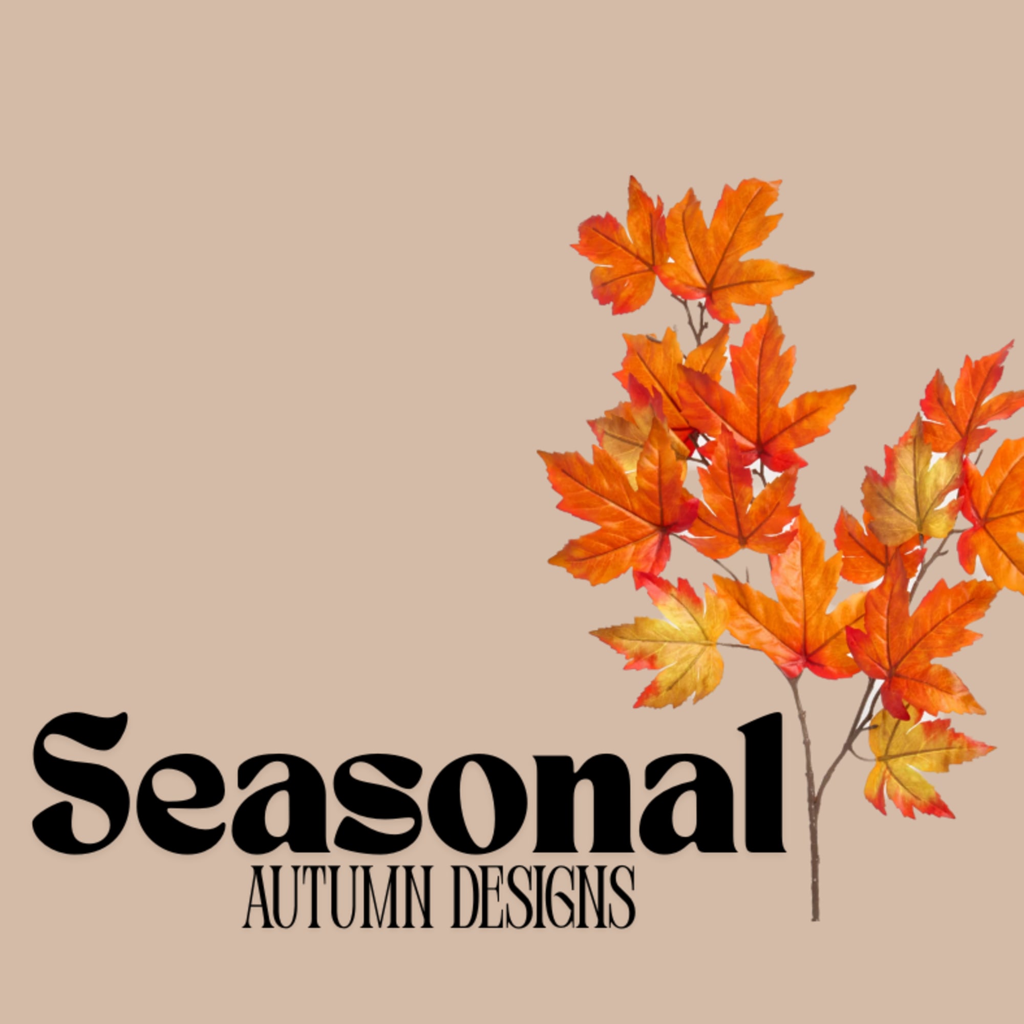 Autumn leaf branches with the text Seasonal Autumn Designs
