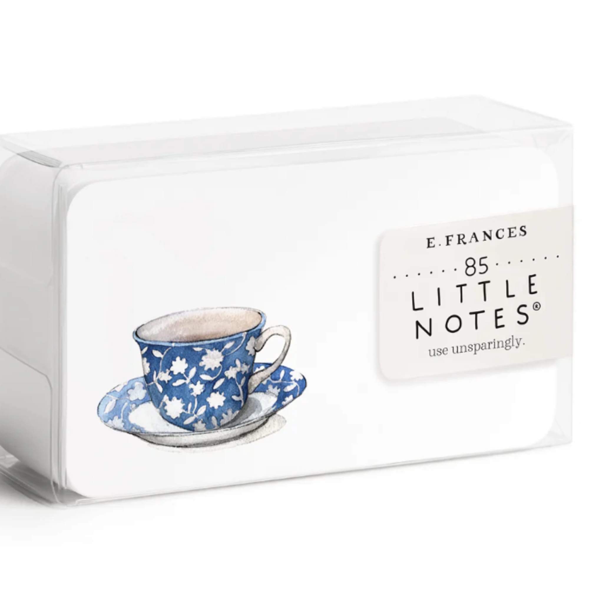 Boxed set of note cards with a blue teacup illustration