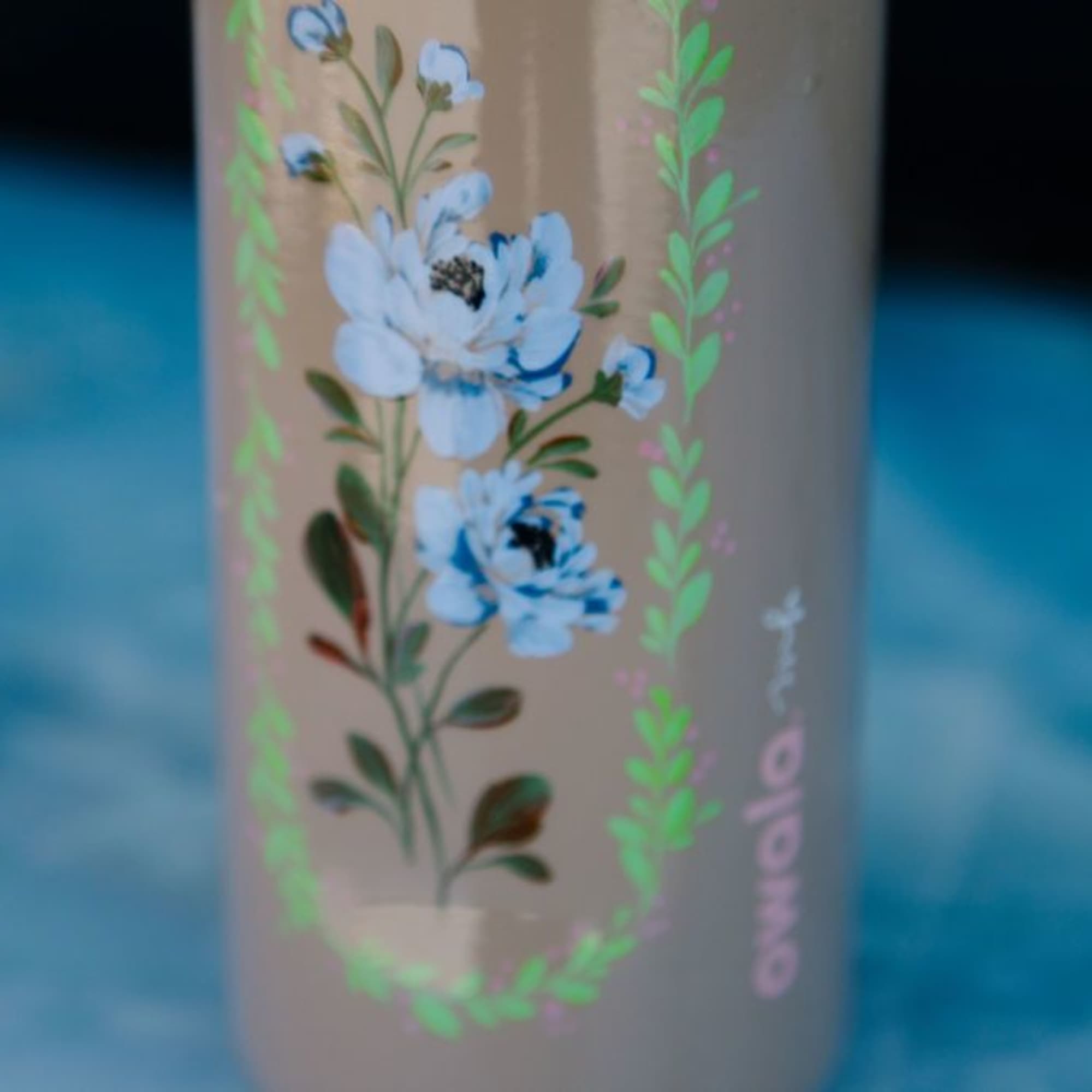 This tumbler is a one-of-a-kind, hand-painted piece sealed with a clear gloss, photo 2 of 2