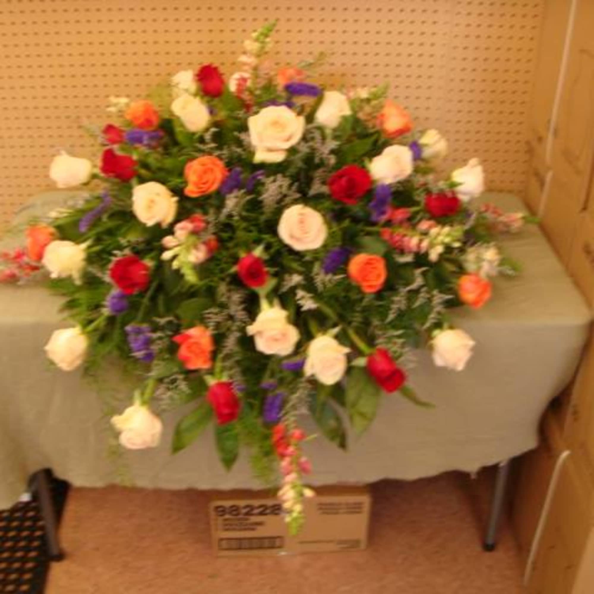 Casket Cover Please Call For availability Of Flowers , photo 2 of 2