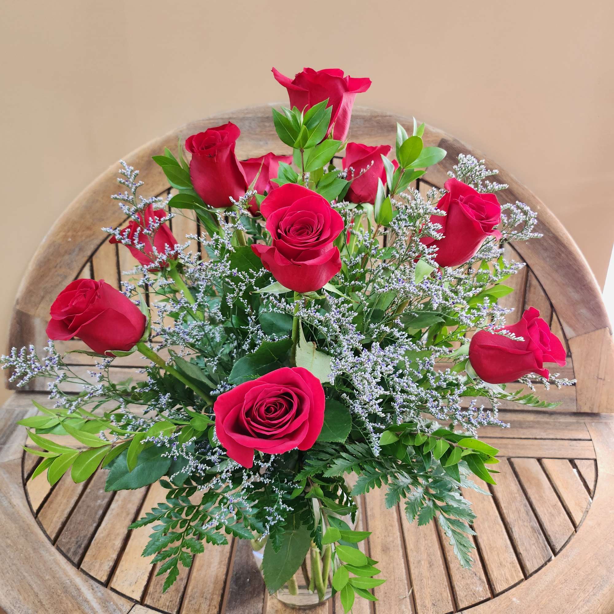 Dozen Red Roses With Caspia And Myrtle, photo 3 of 3