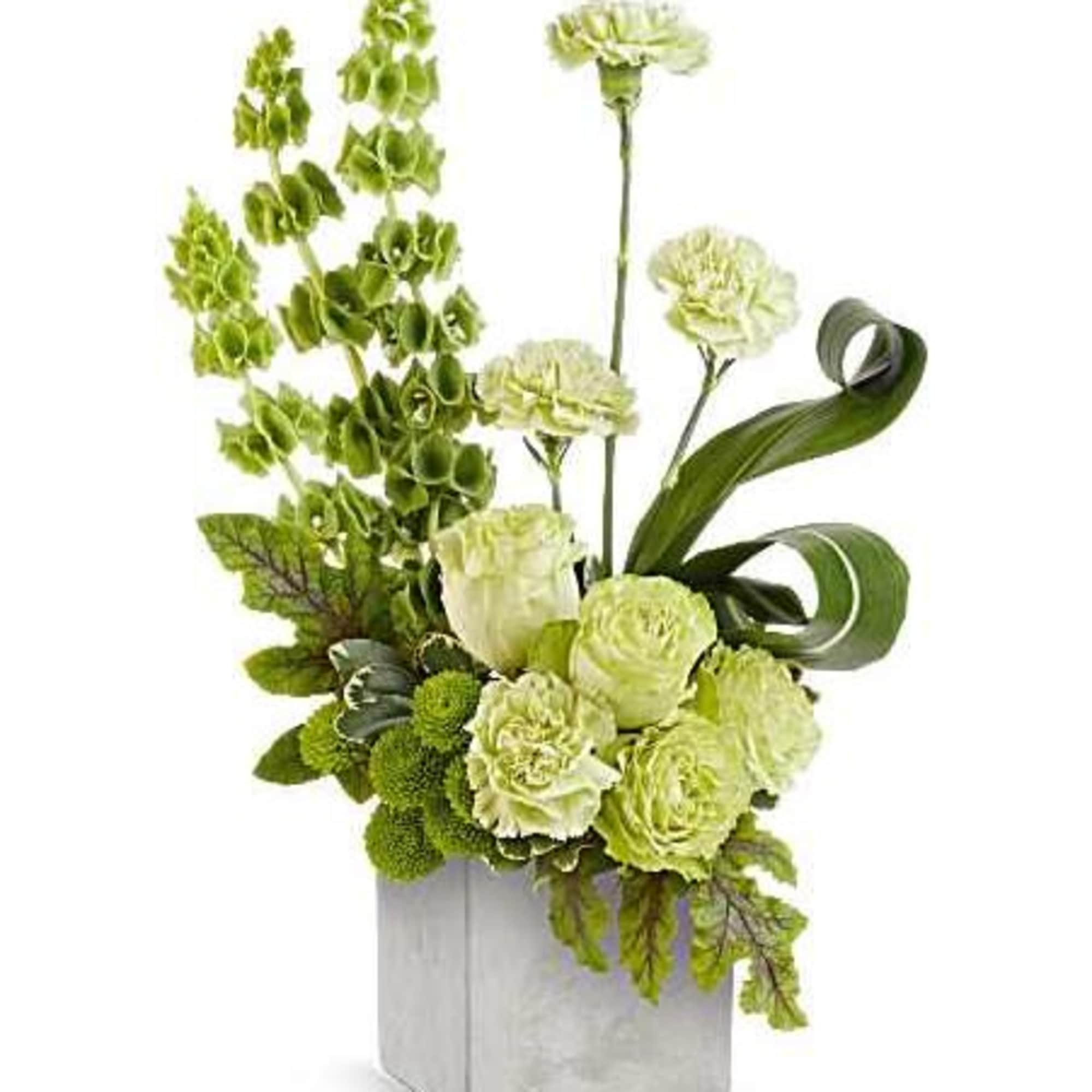 A modern ode to nature, the Symphony Bouquet showcases lush green blooms