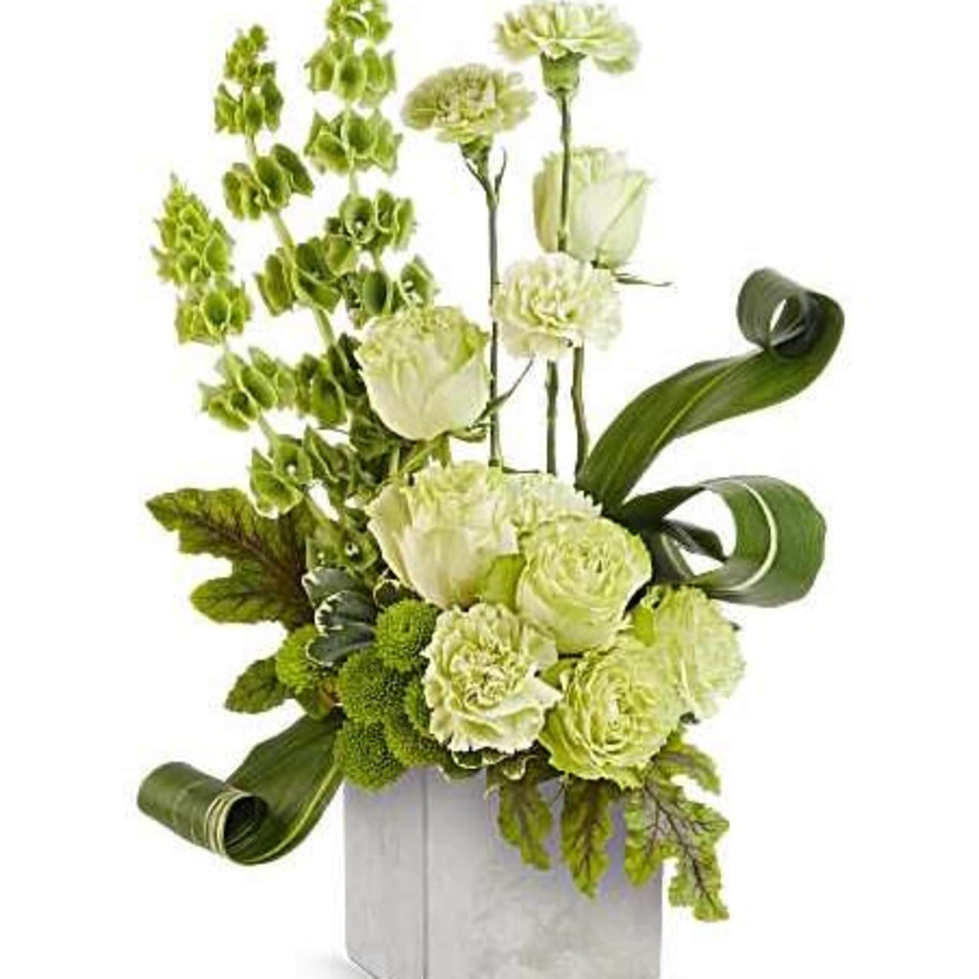 A modern ode to nature, the Symphony Bouquet showcases lush green blooms