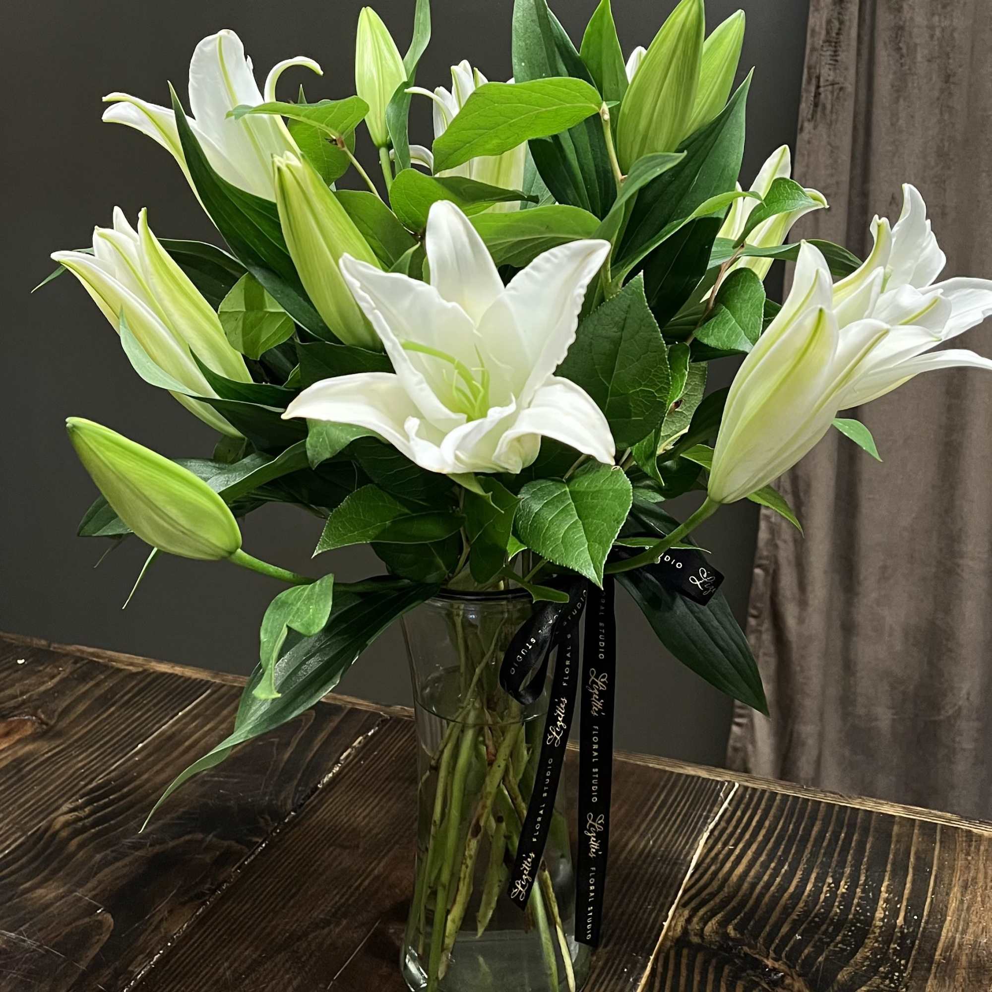 Lily &Eacute;lan is a graceful all-lily arrangement that celebrates timeless elegance with, photo 2 of 3