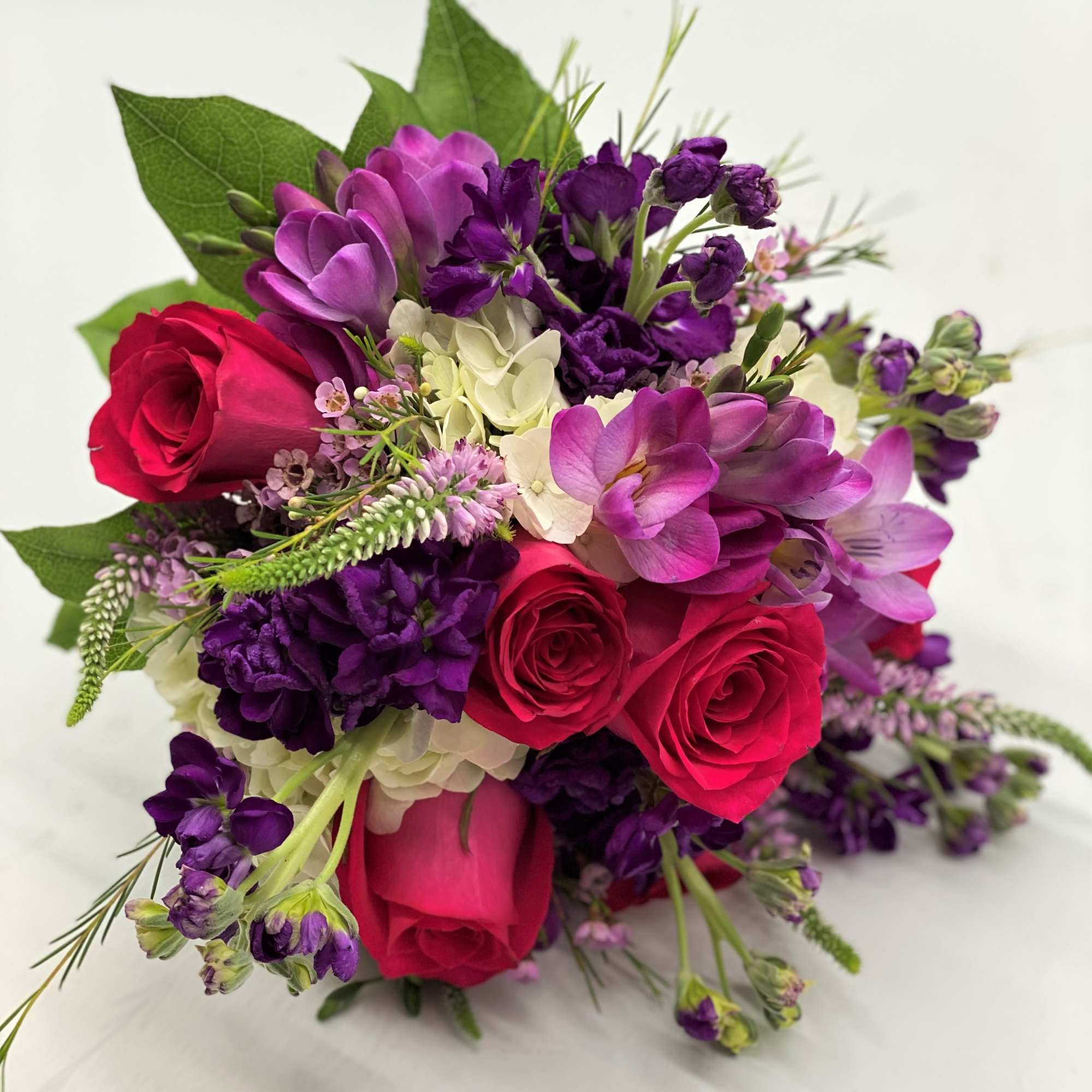 The lush mix of hot pinks and purples with touches of white.