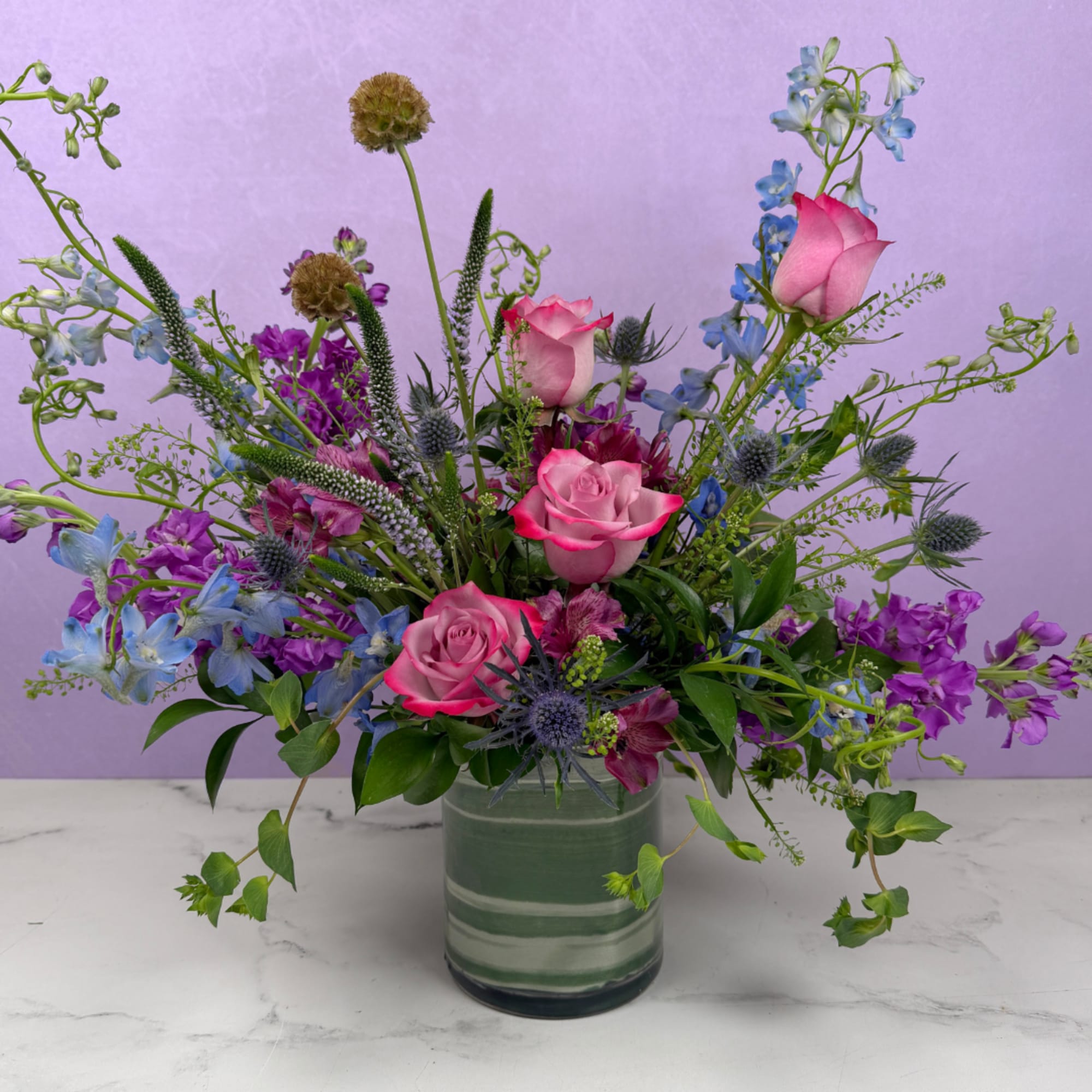 A calming mix of purples, blues, and soft tones designed to feel