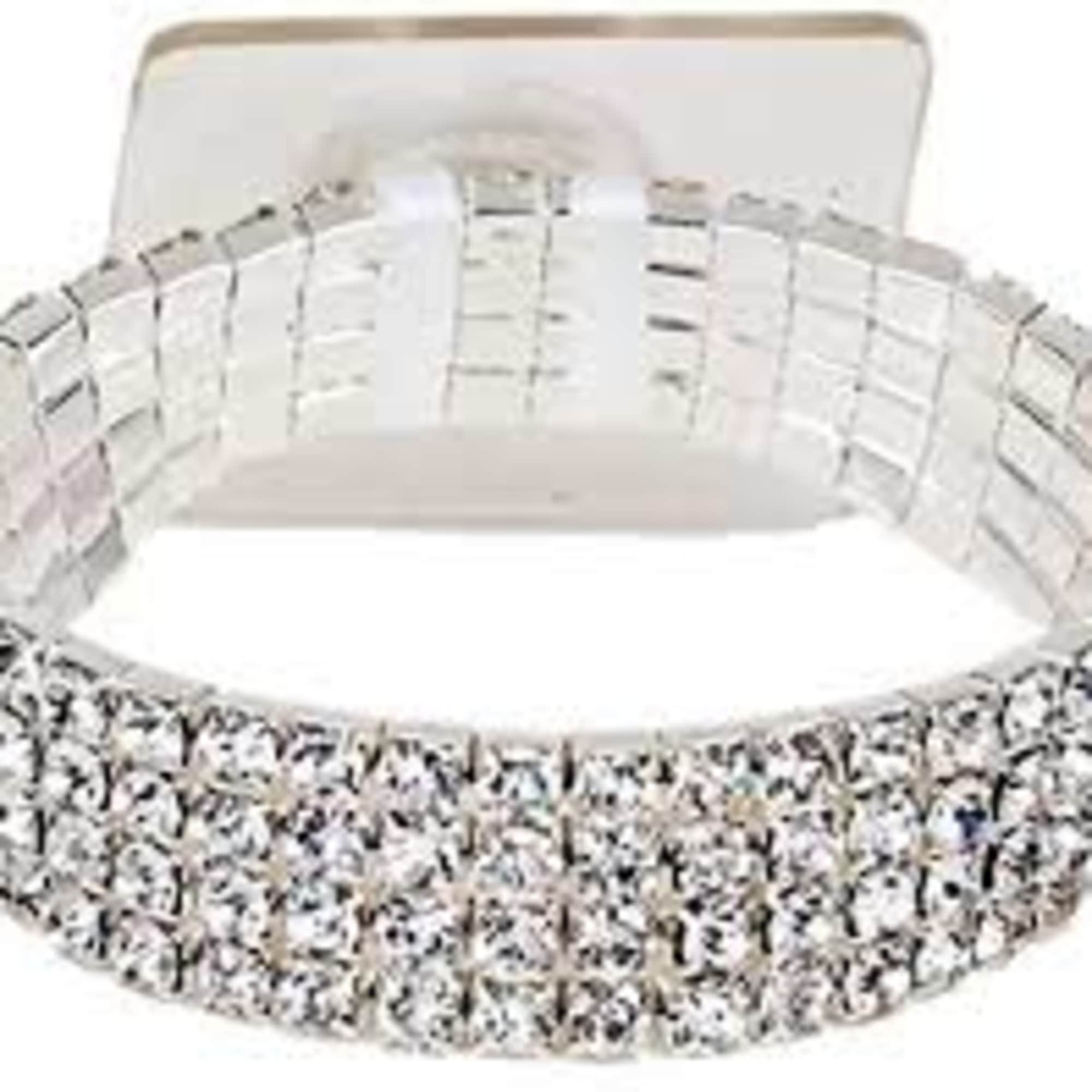 Silver rhinestone stretch bracelet on a white background