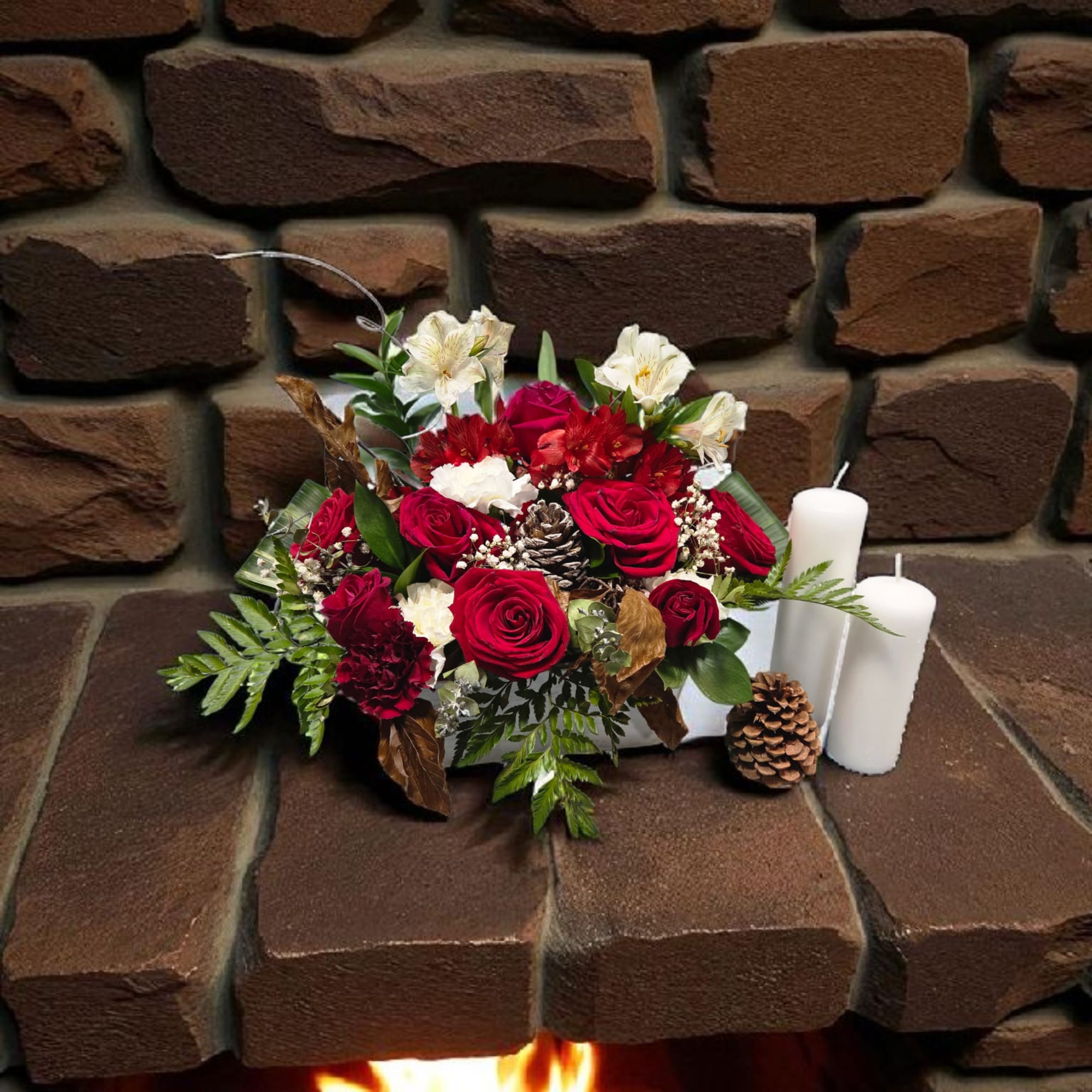 This arrangement sings with joy with is beautiful display of red roses, photo 2 of 2