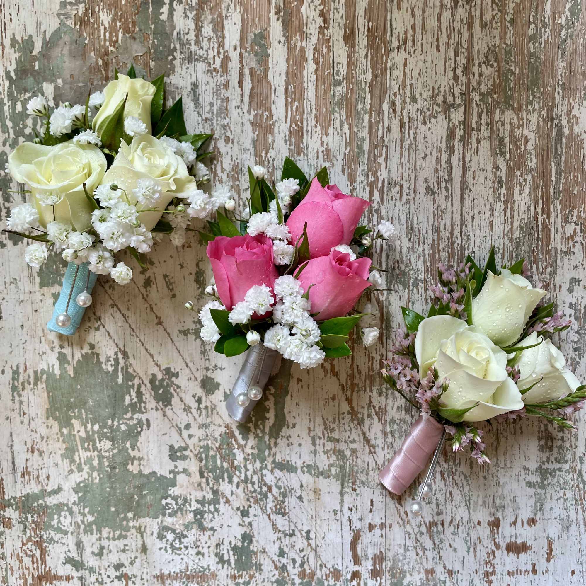 3 bloom spray rose boutonniere with accent flowers and foliage. Additional spray, photo 2 of 2