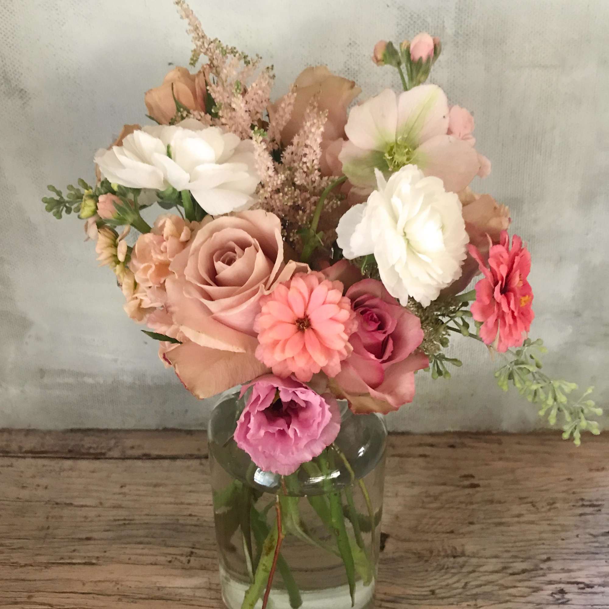 A smaller, yet super pretty arrangement placed in a smaller jar/vase (4, photo 3 of 4