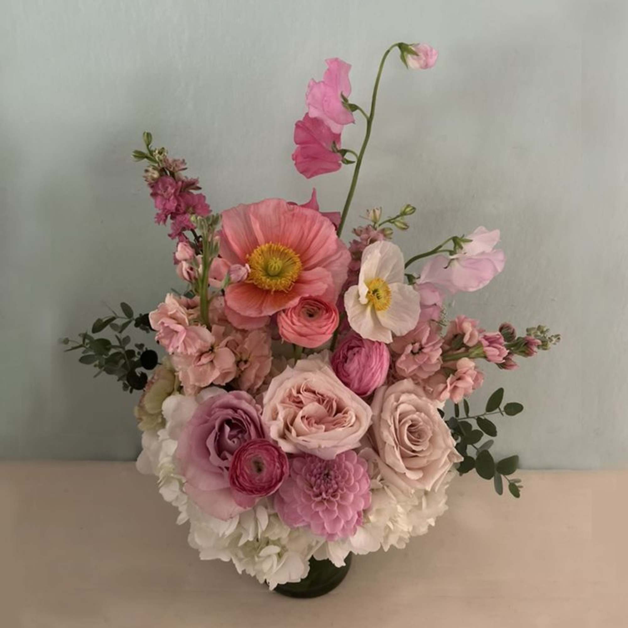 A smaller, yet super pretty arrangement placed in a smaller jar/vase (4