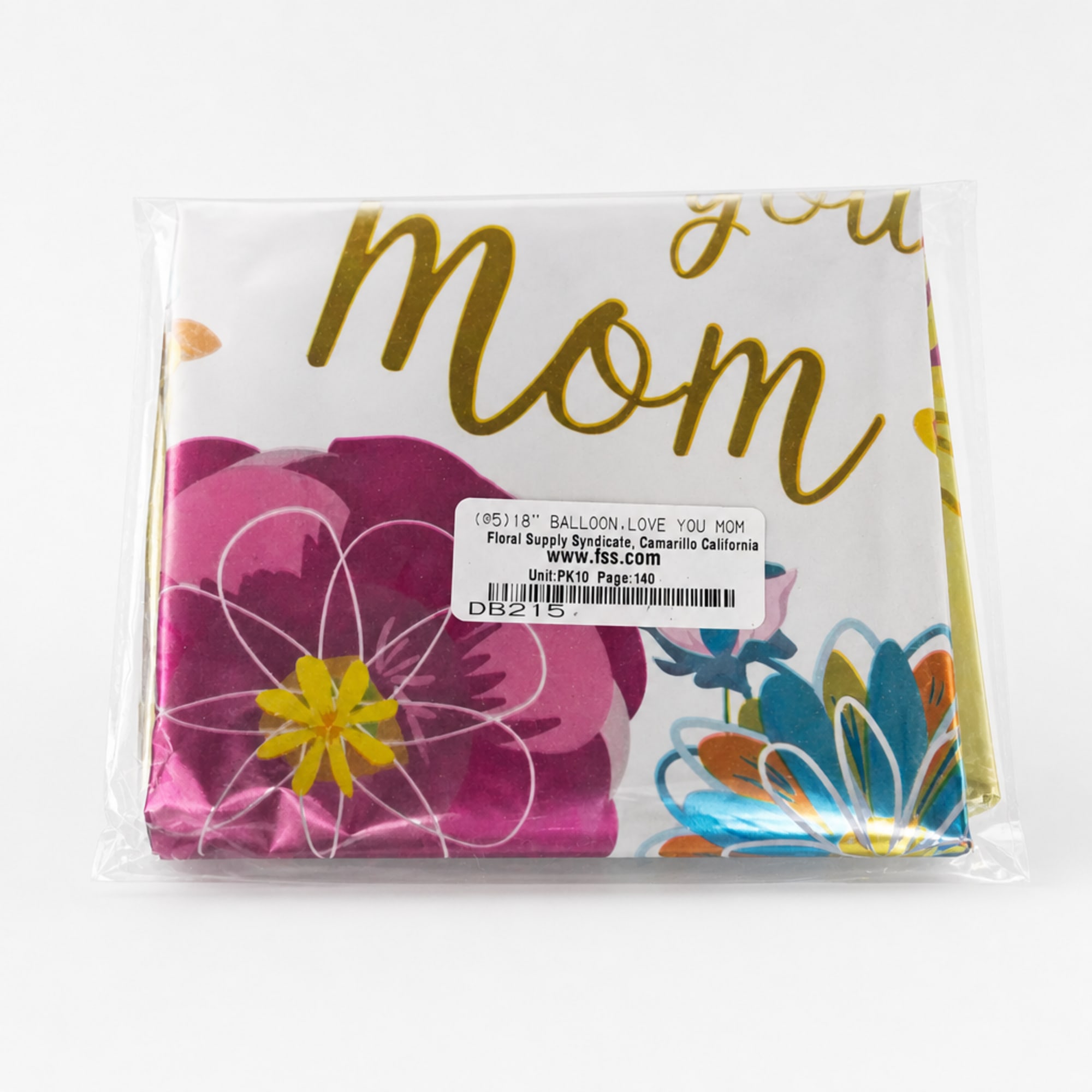 Packaged Mother's Day balloon with floral graphics