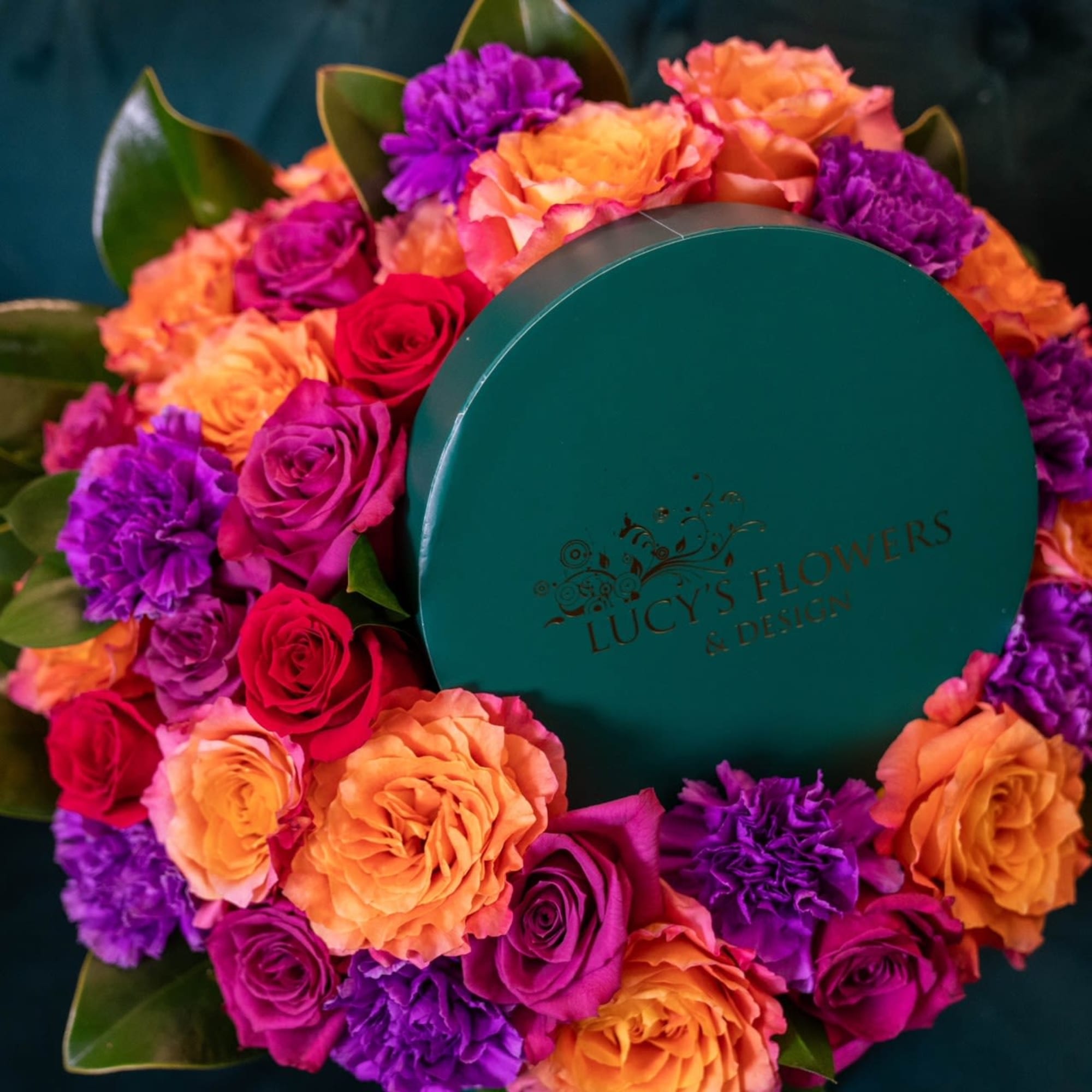 A striking luxury box arrangement designed with a vivid mix of premium, photo 2 of 2