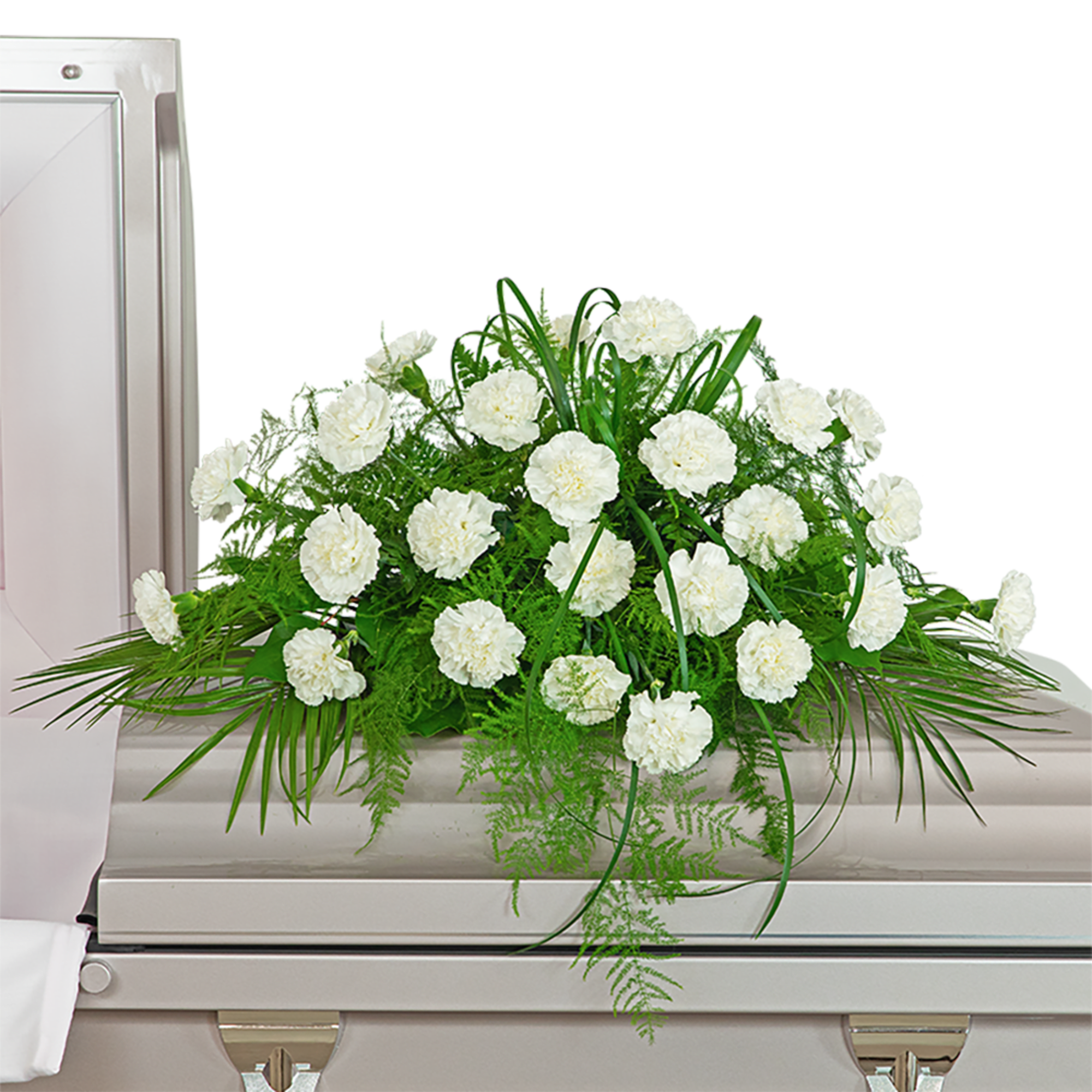 White Divinity Casket Spray in Camden, NJ | Flowers by Mendez & Jackel