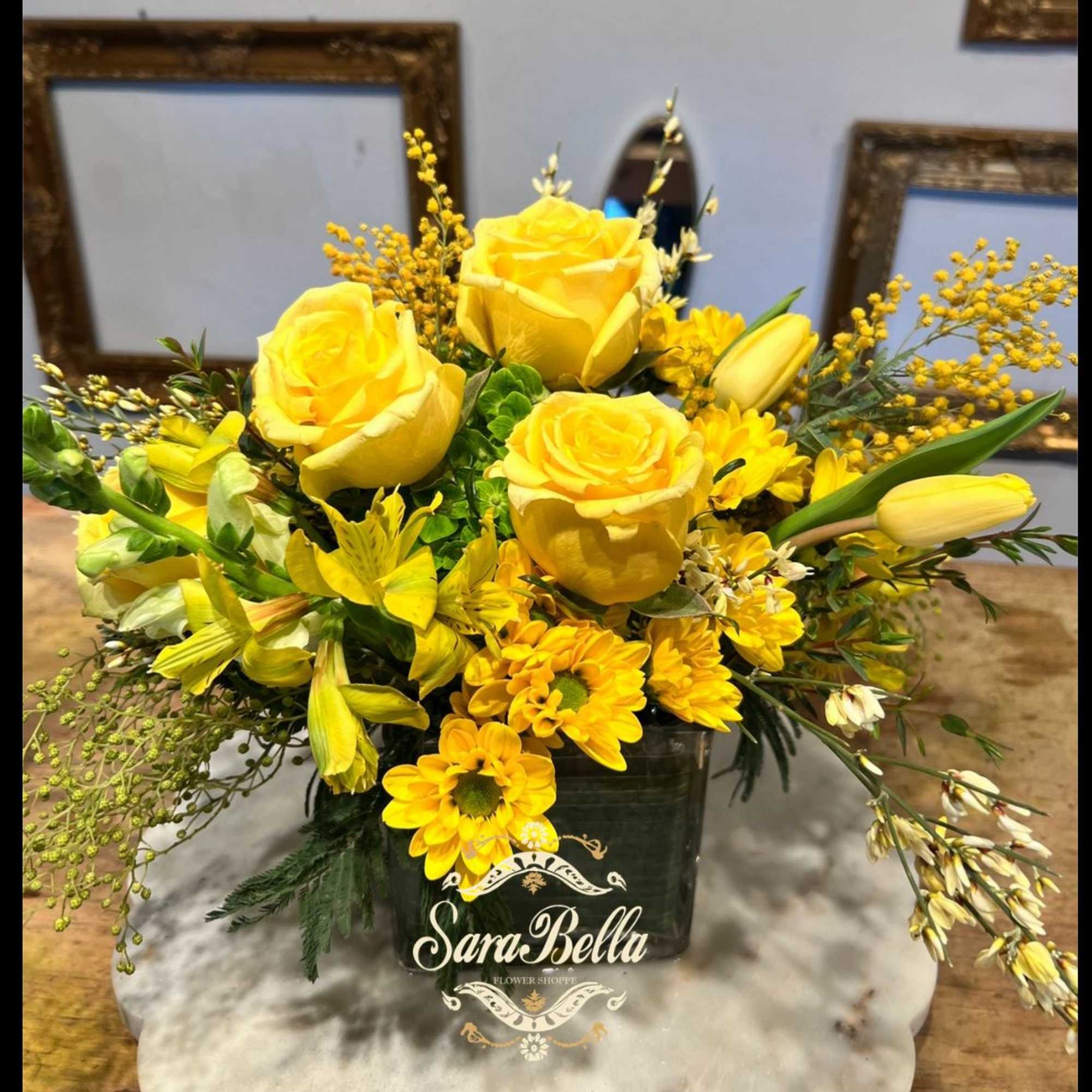 MOST YELLOW SECTION OF ROSES, TULIPS, SCABIOSAECT...