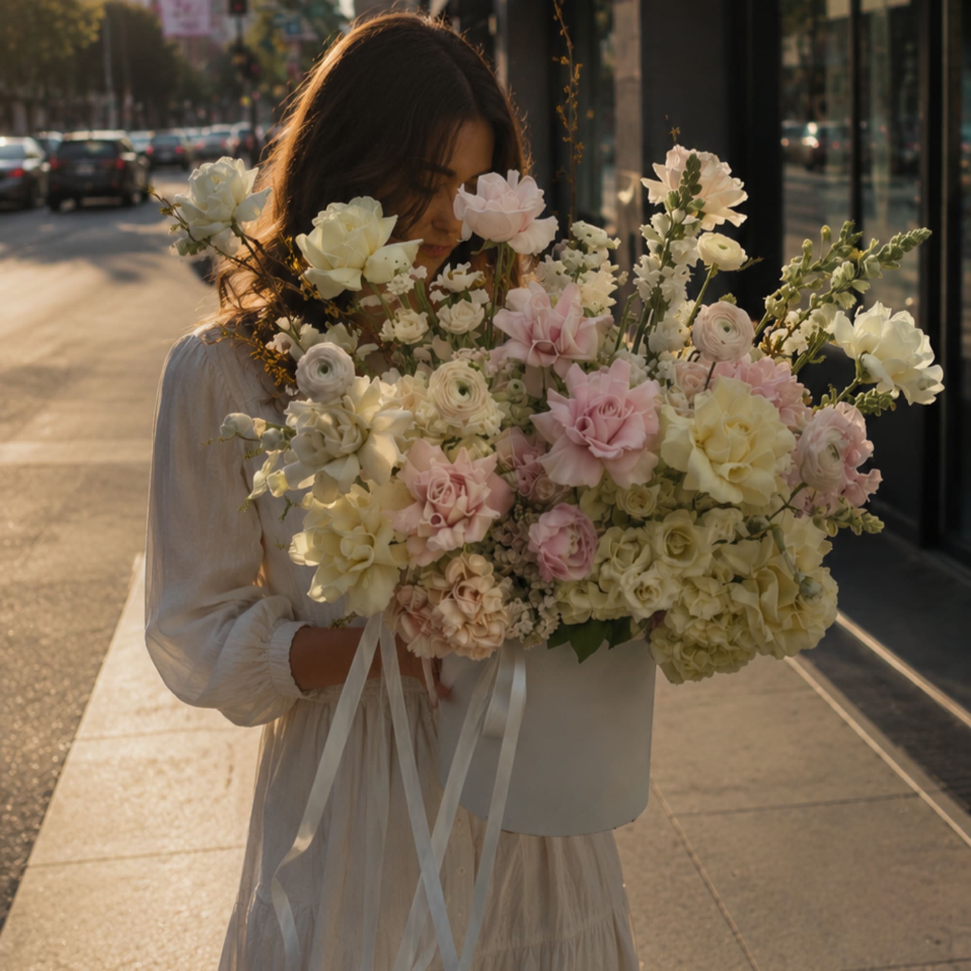 Soft white and blush petals unfurl like a warm evening breeze in, photo 2 of 2