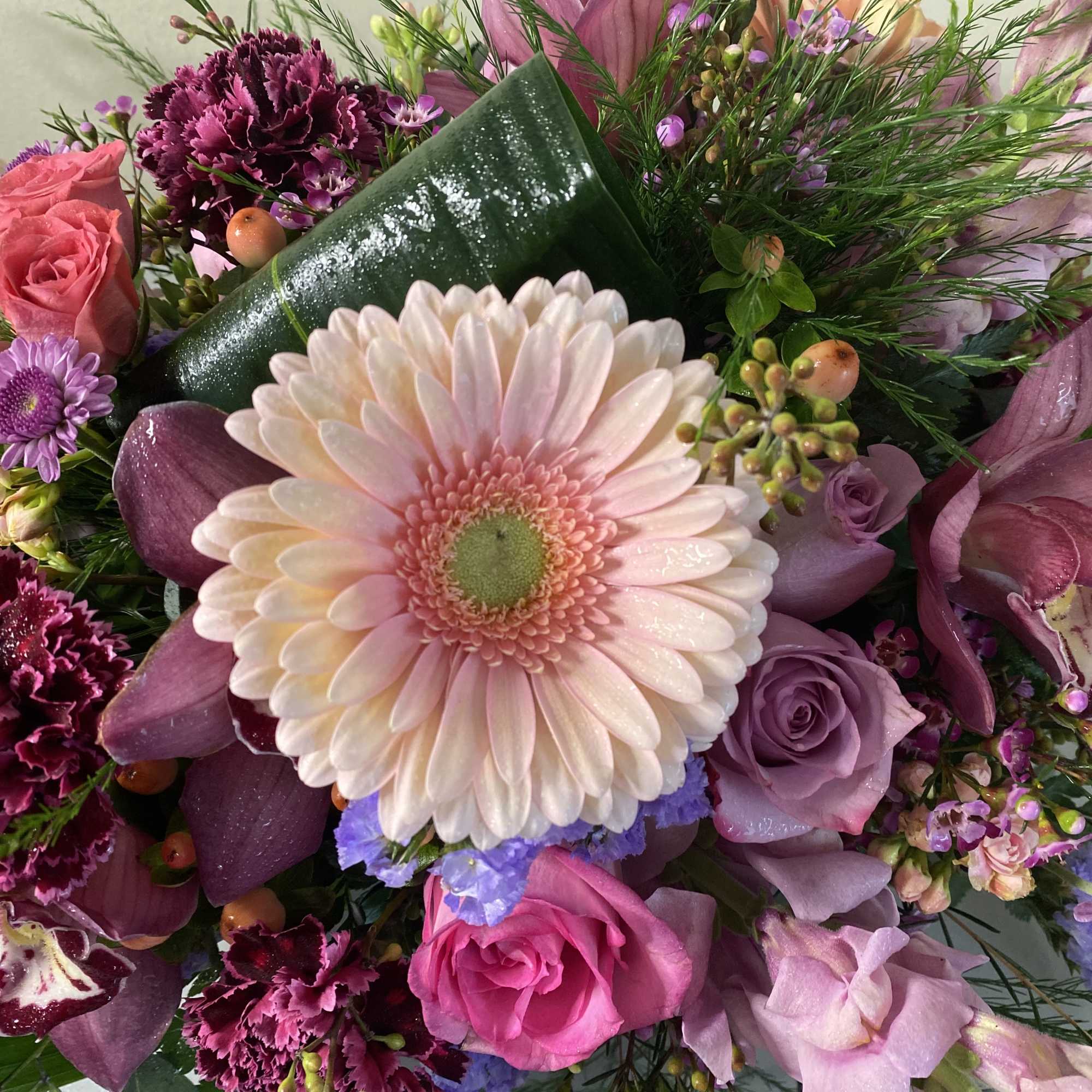 Serene blossoms is lush, botanical, soft and beautiful floral arrangement. Pink lavender, photo 2 of 2