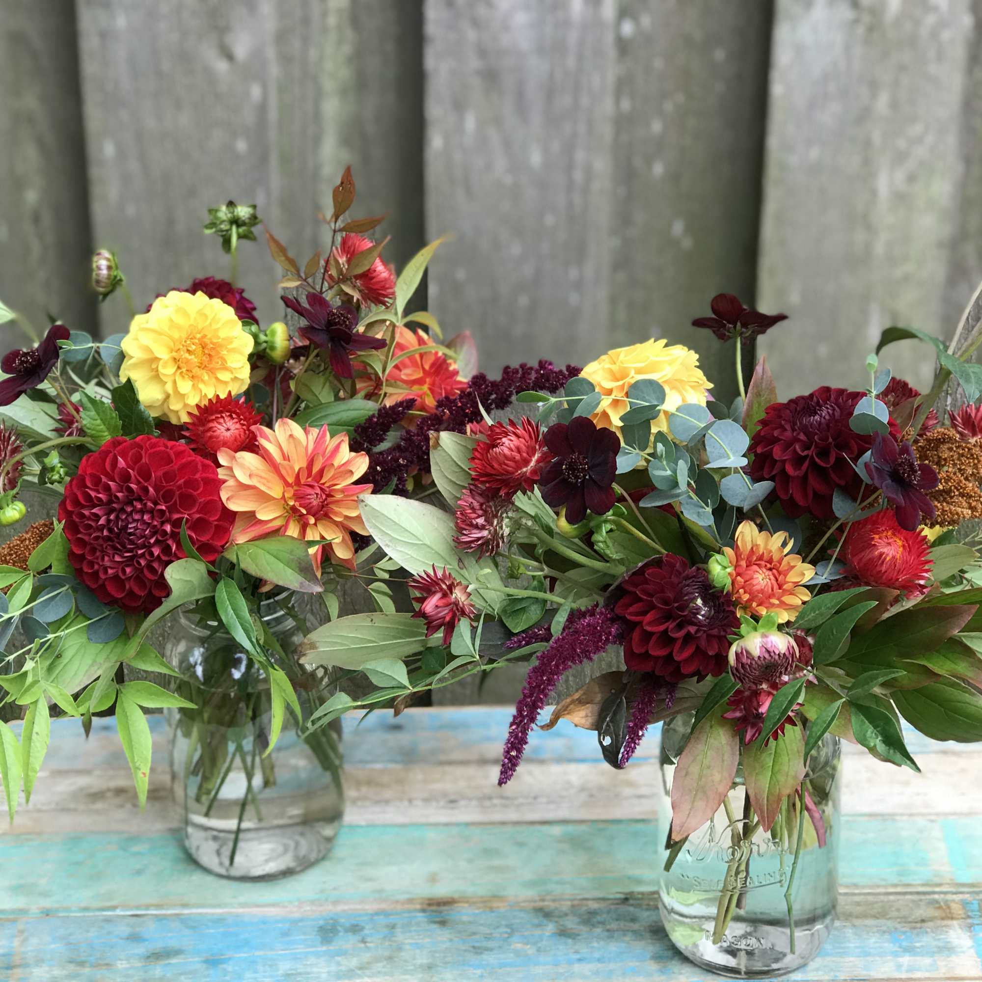 A touch of seasonal colors gathered in a garden style mason jar, photo 2 of 4