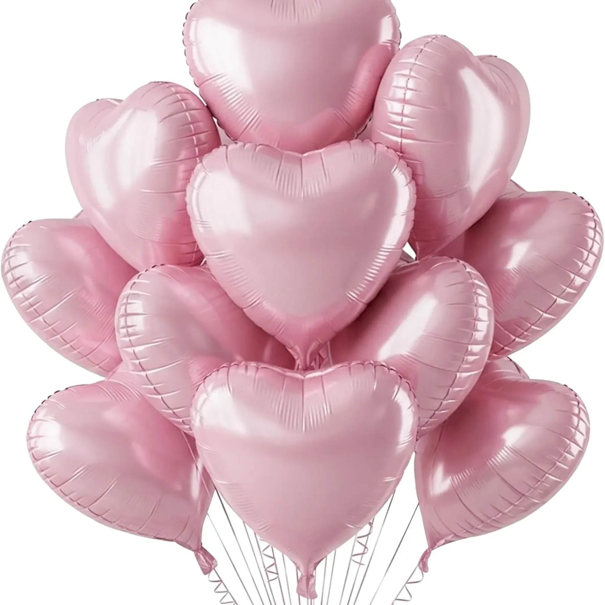 12 Pink Heart Helium Balloons.