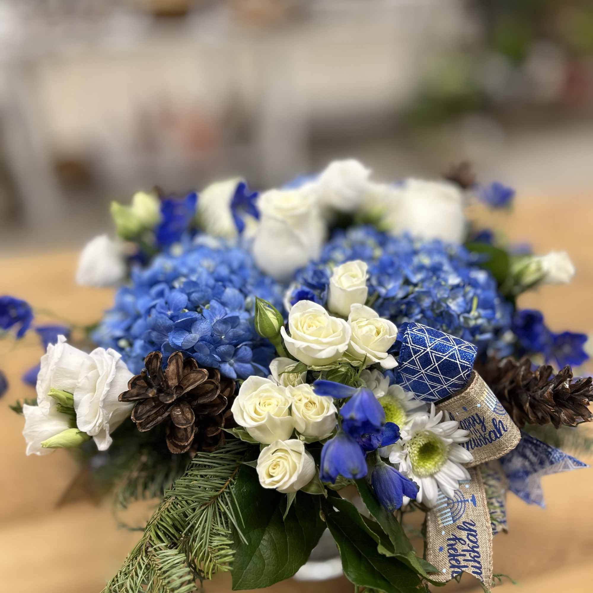 Celebrate the magic of Hanukkah with our enchanting arrangement, Hanukkah Harmony by, photo 2 of 2