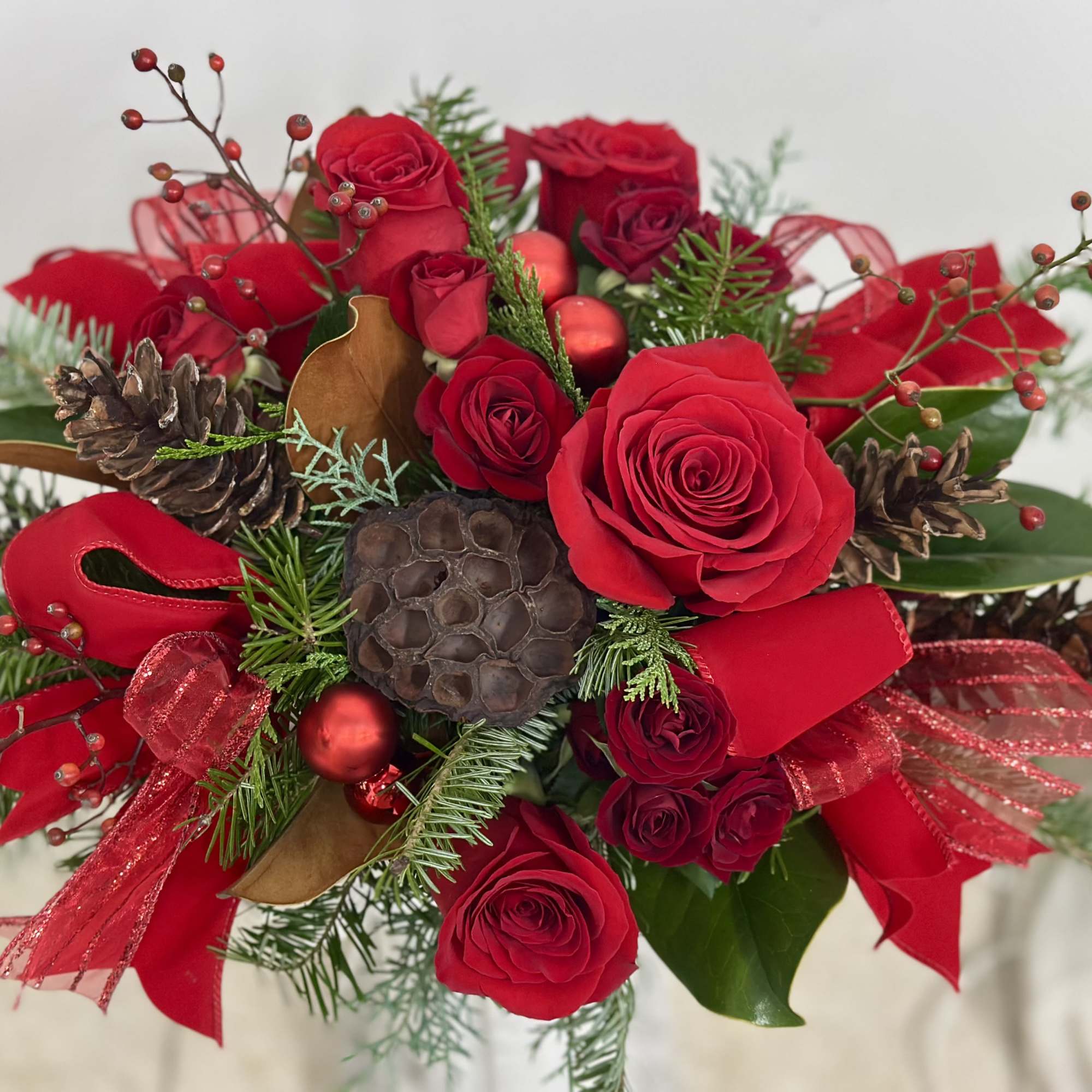 Elevate your holiday gatherings with the exquisite "Red Elegance" luxury arrangement by, photo 2 of 2