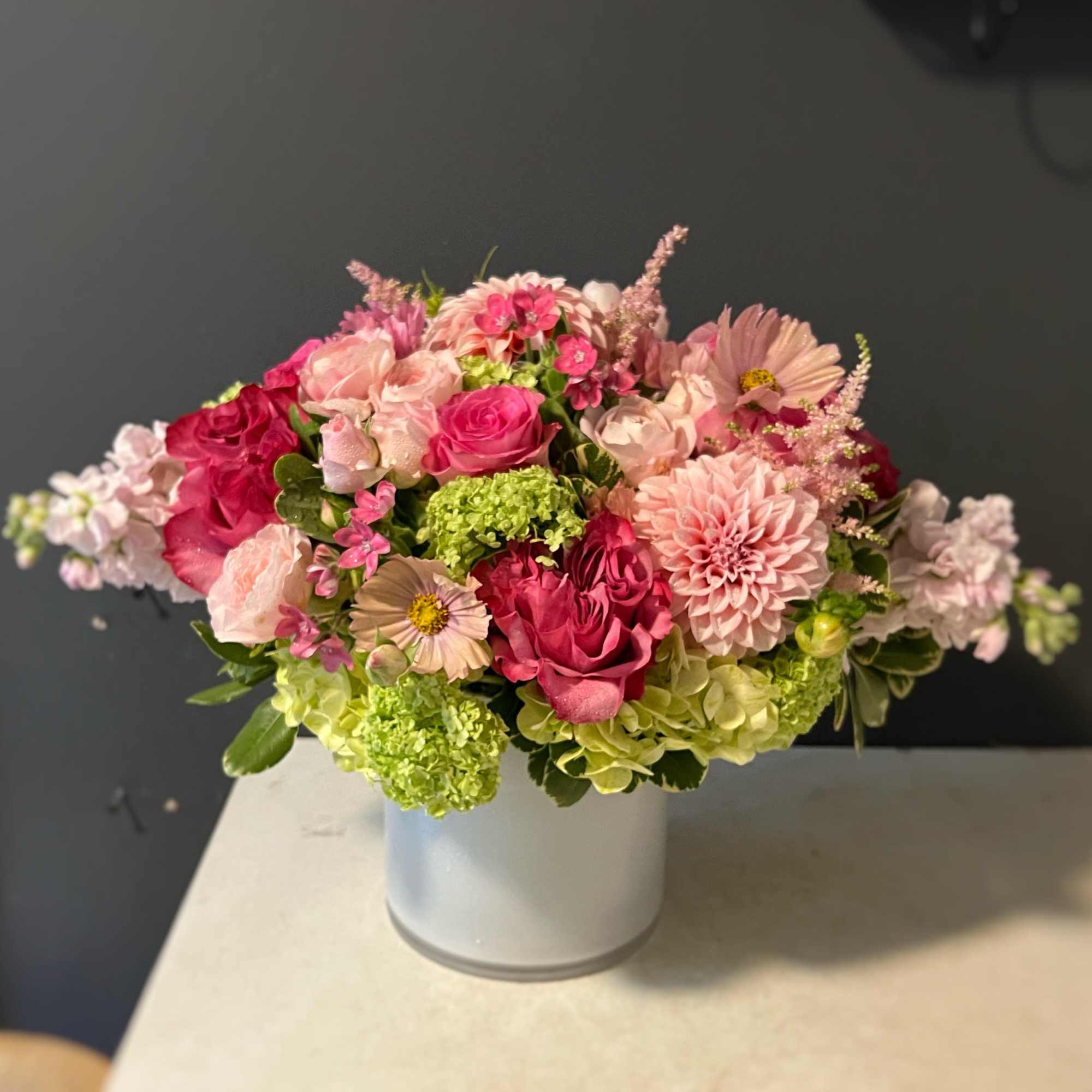 deep pink color flowers with greens