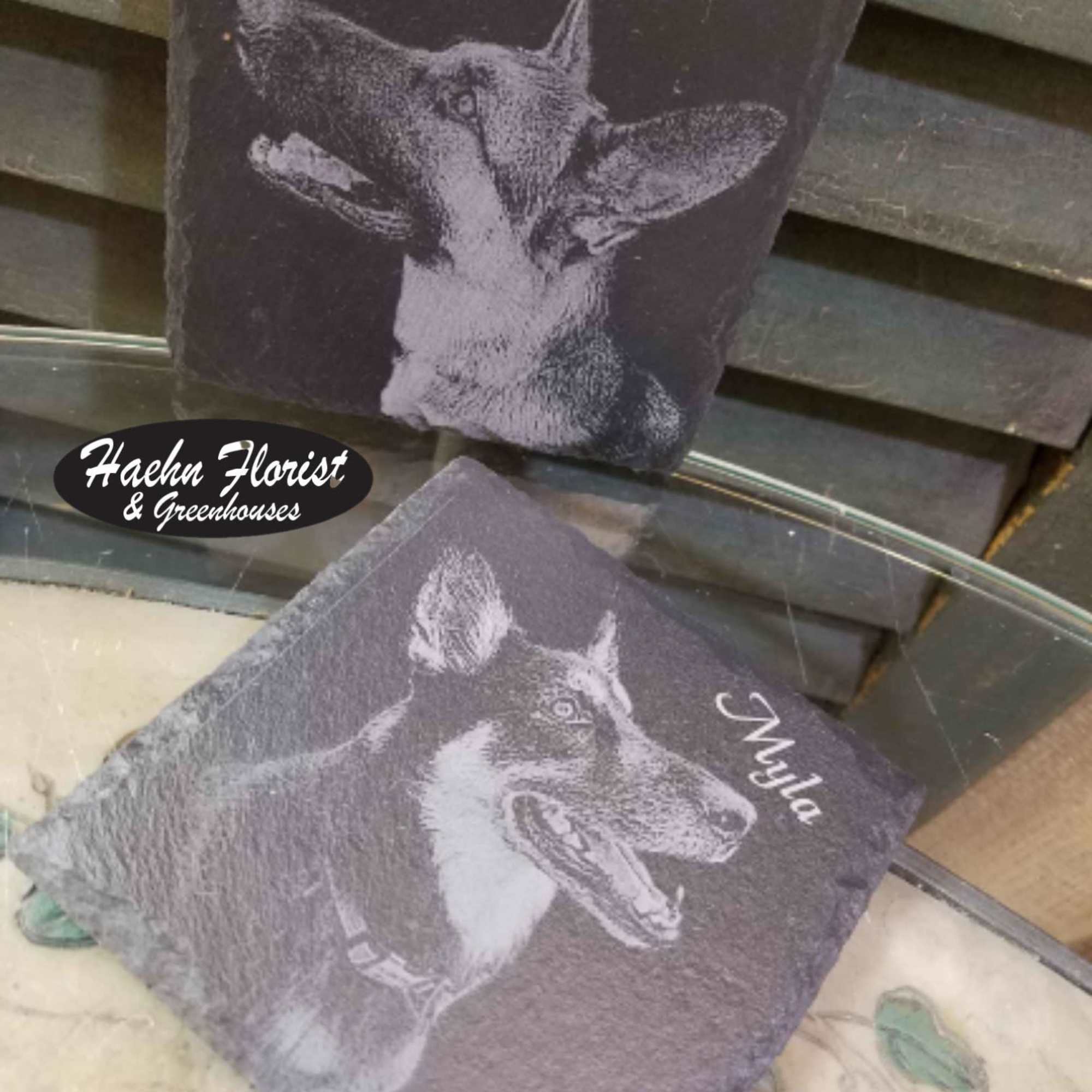 4 piece slate coaster set - Please specify what you'd like engraved