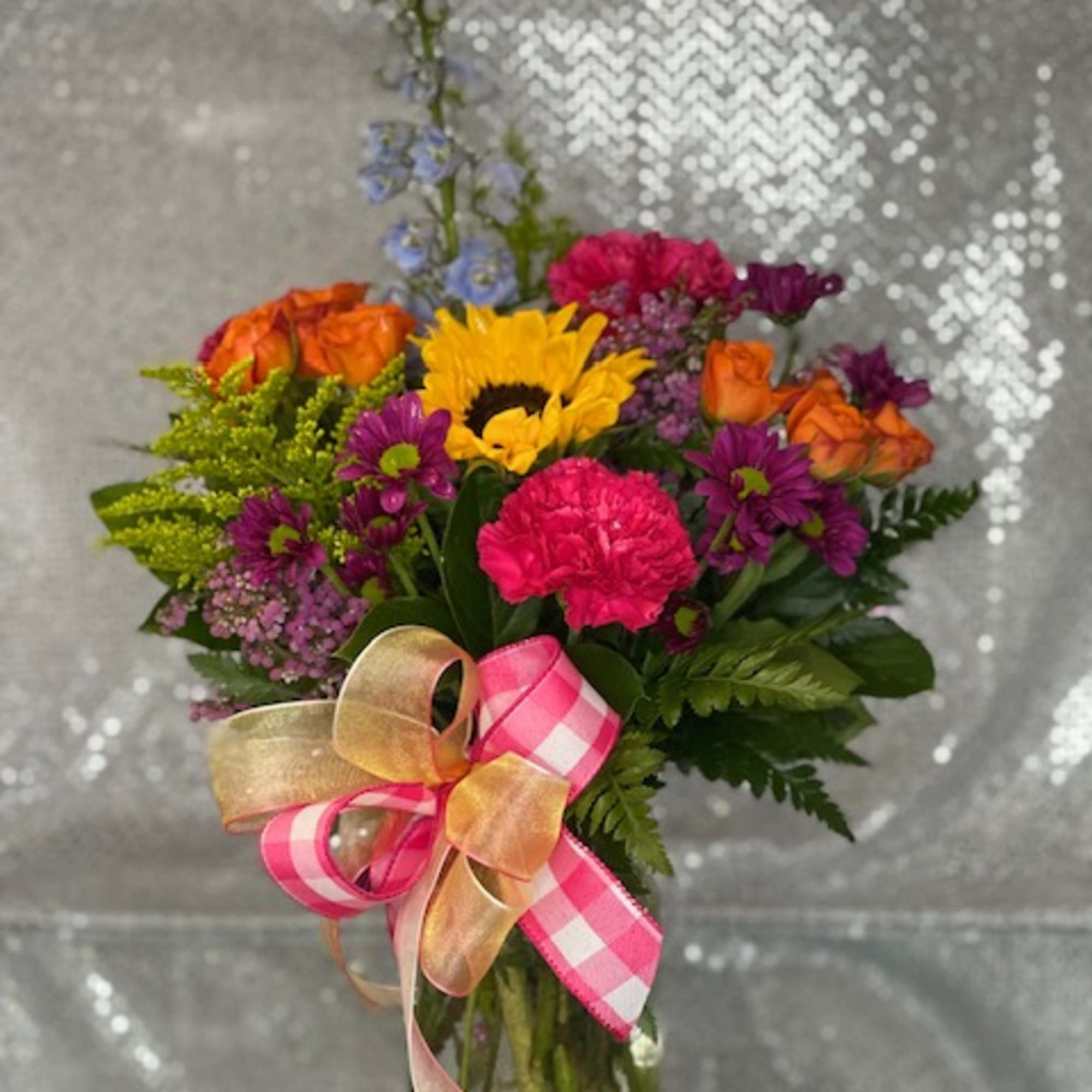 Bright sunny colored flowers in a garden design, photo 2 of 2
