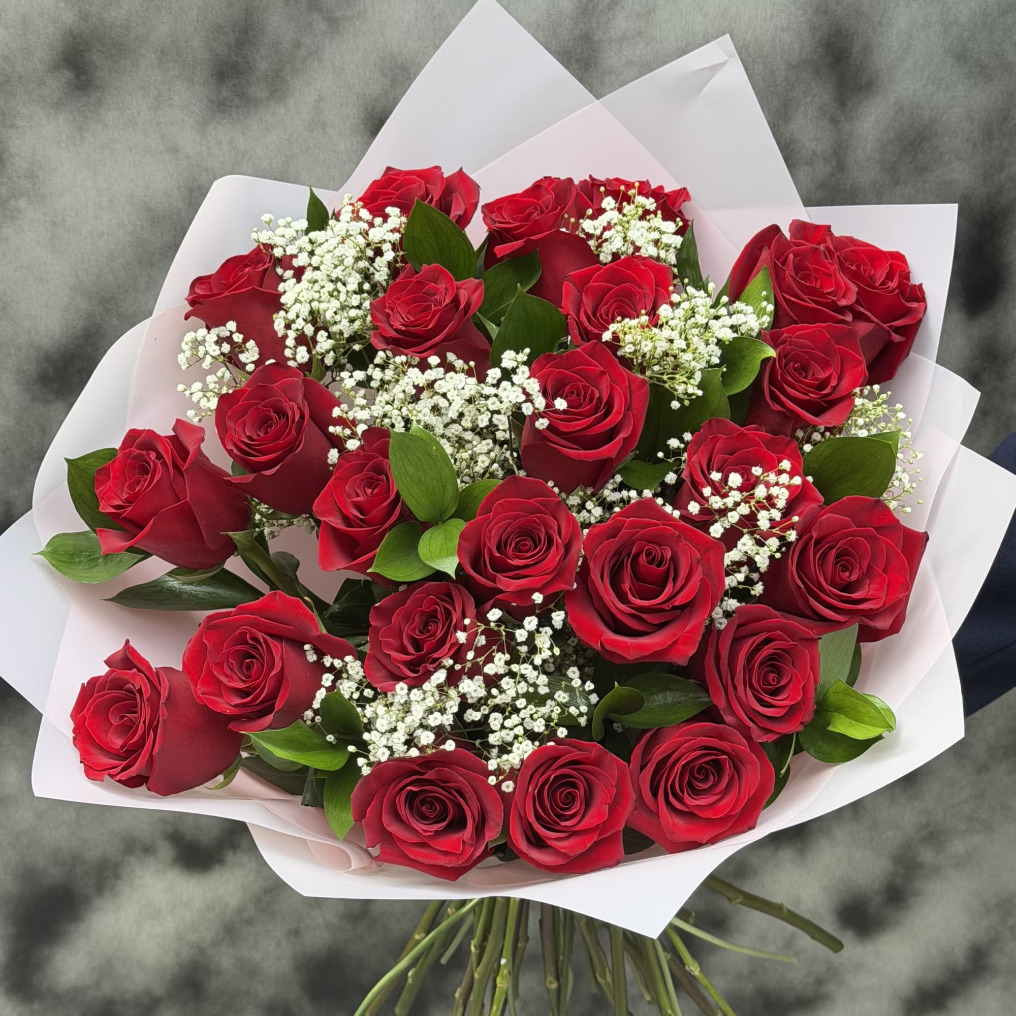 24 red roses bouquet, no vase, photo 2 of 2