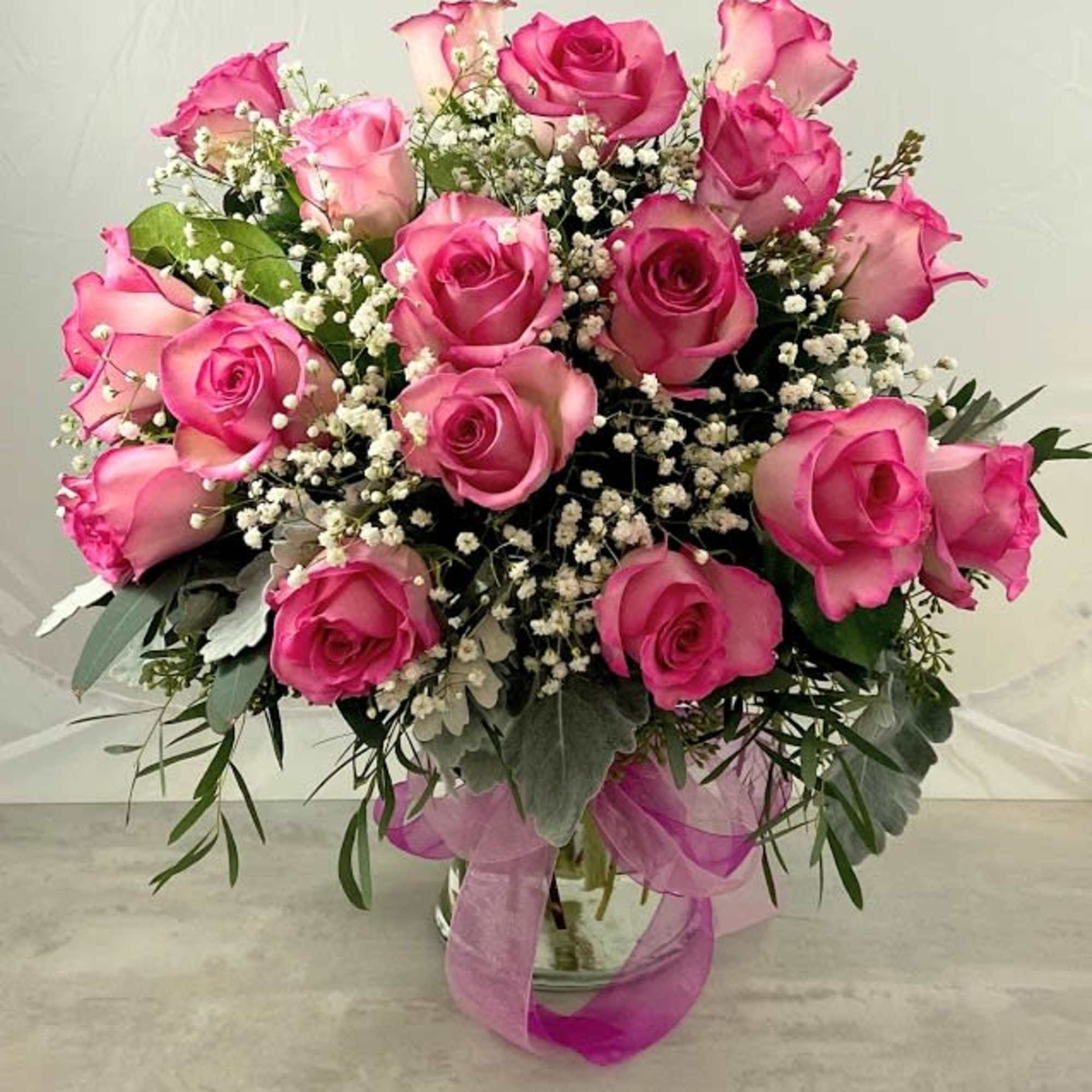 Abundant Love 18 Stem Pink Rose Bouquet in Gibbstown, NJ | BowKay.com