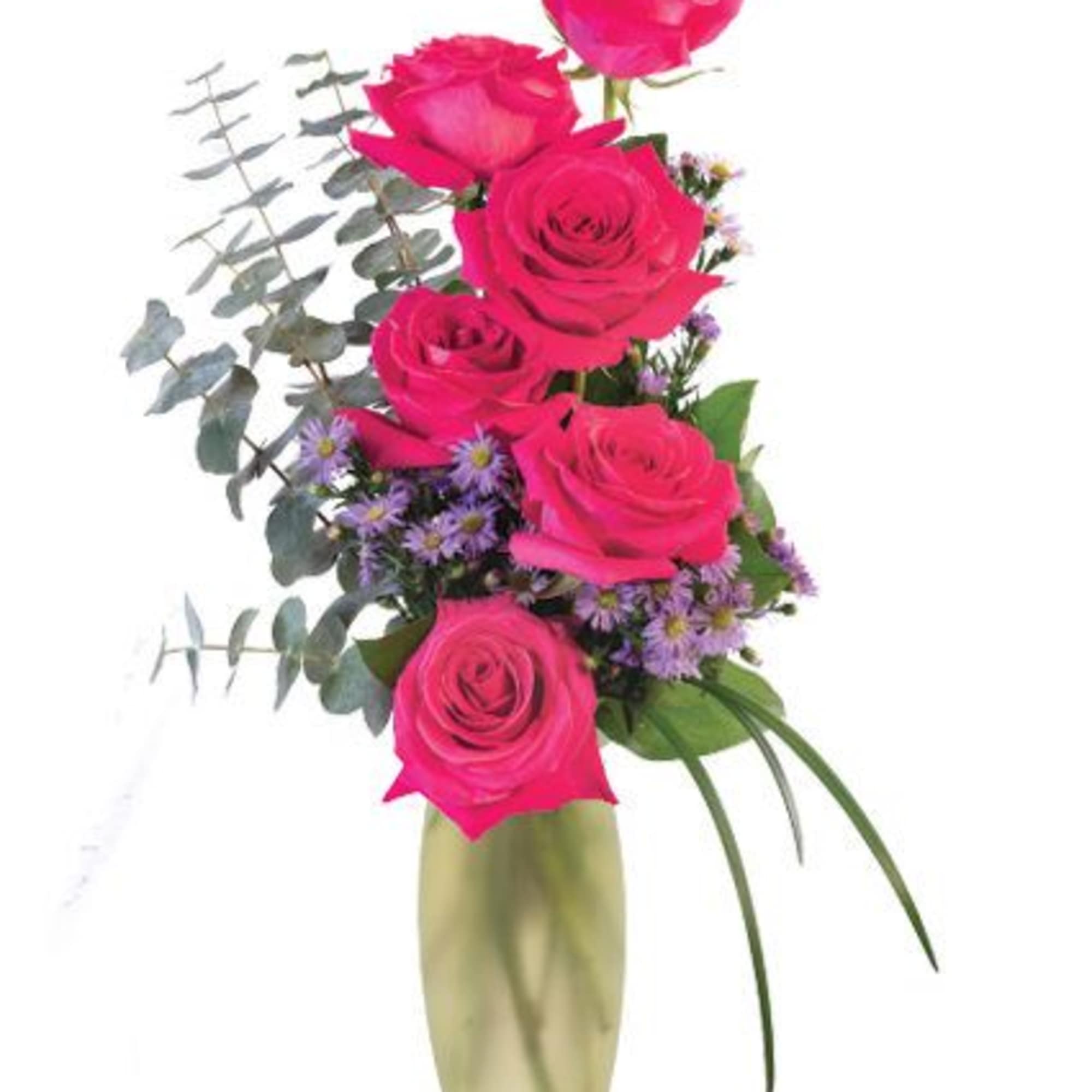 Hot Pink Roses is a stunning arrangement with a half dozen roses