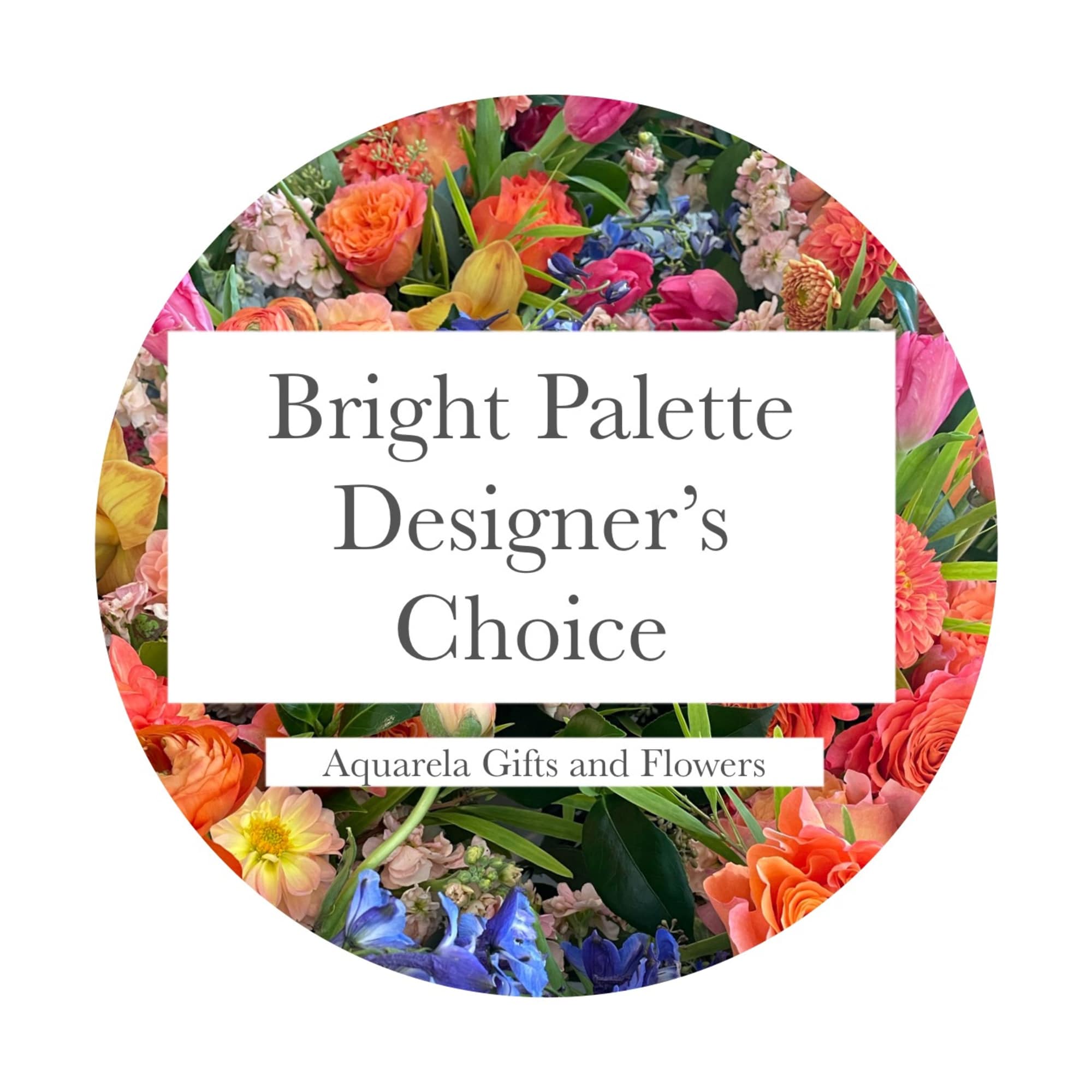 Bright palette designer's choice floral arrangement graphic