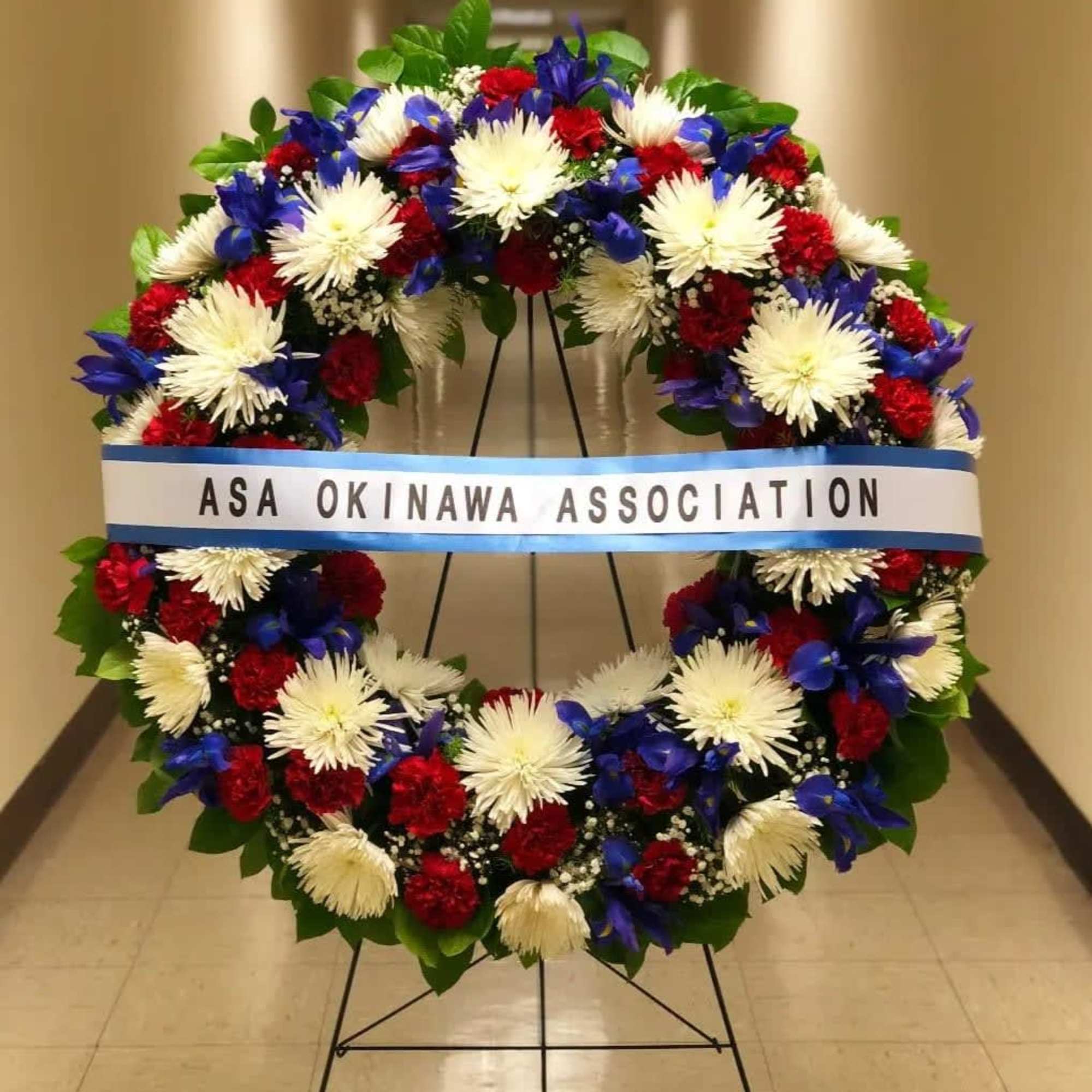36" PREMIUM HOPE AND HONOR WREATH WITH IRISES AND HORIZONTAL PRINTED BANNER, photo 2 of 2