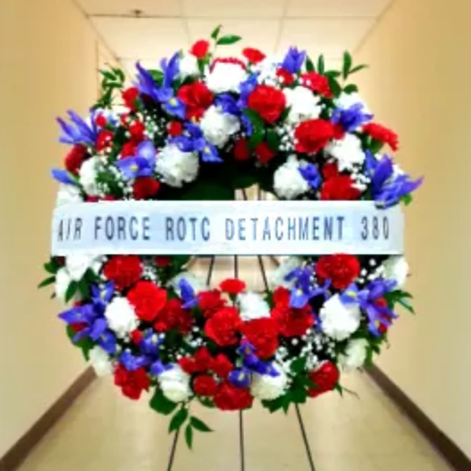 HOPE AND HONOR WREATH WITH IRISES AND HORIZONTAL BANNER BY TWIN TOWERS