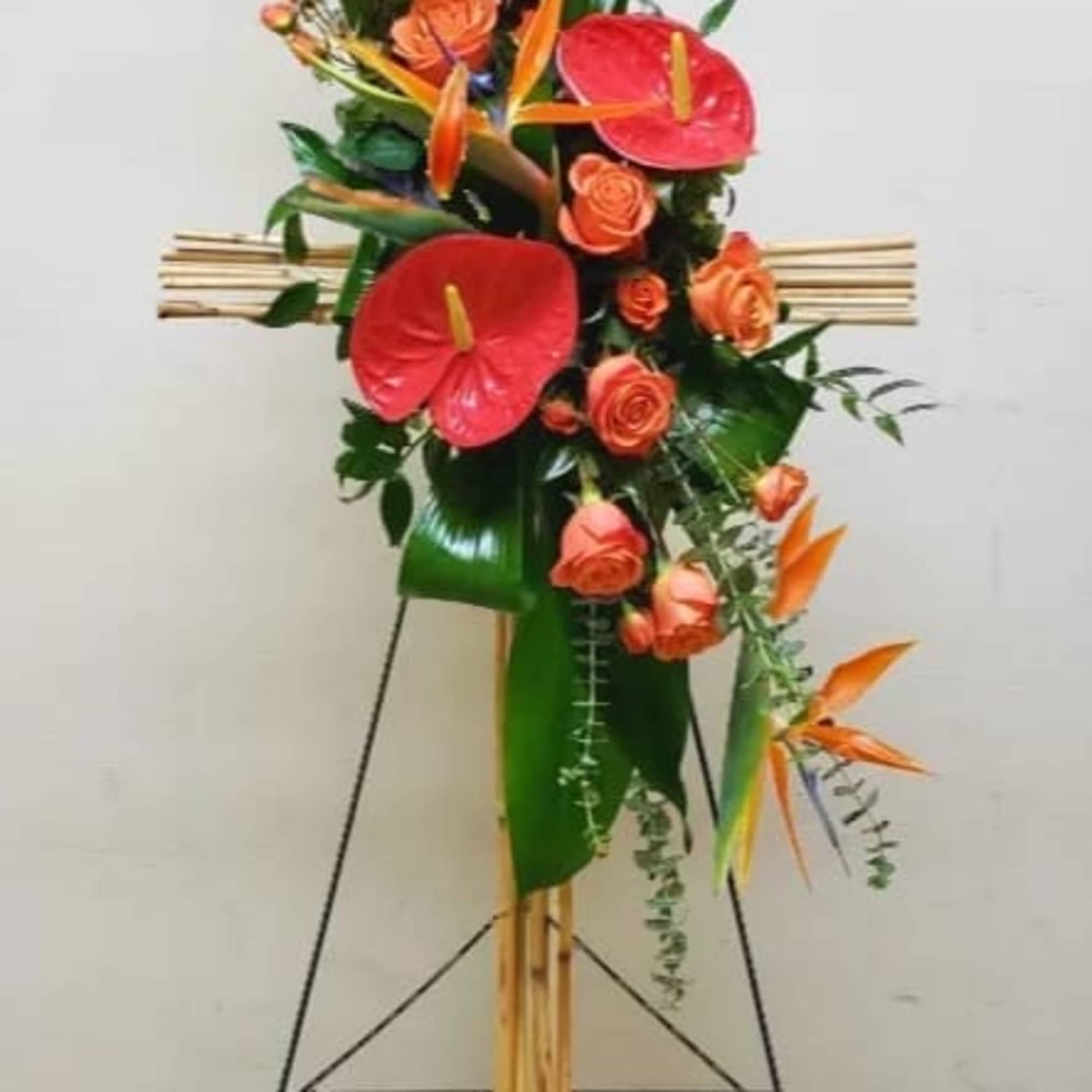 ARISE IN PARADISE RIVER CANE CROSS ON EASEL BY TWIN TOWERS FLORIST, photo 2 of 2