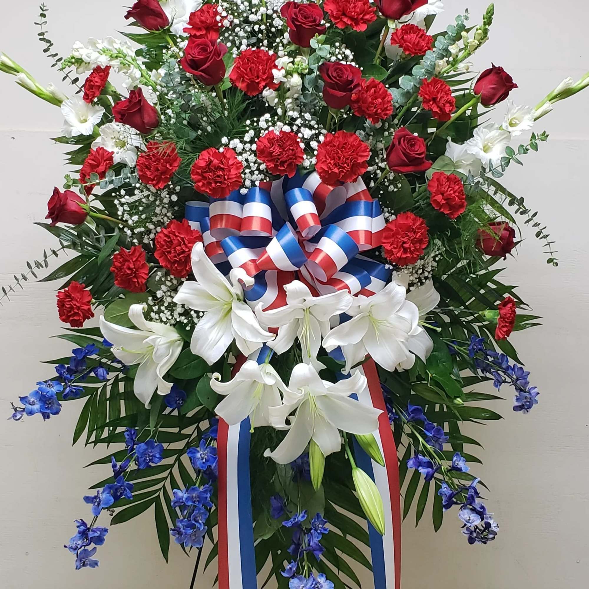 DUTY HONOR COUNTRY SPRAY WITH RED ROSES by Twin Towers Florist, Arlington, photo 2 of 2