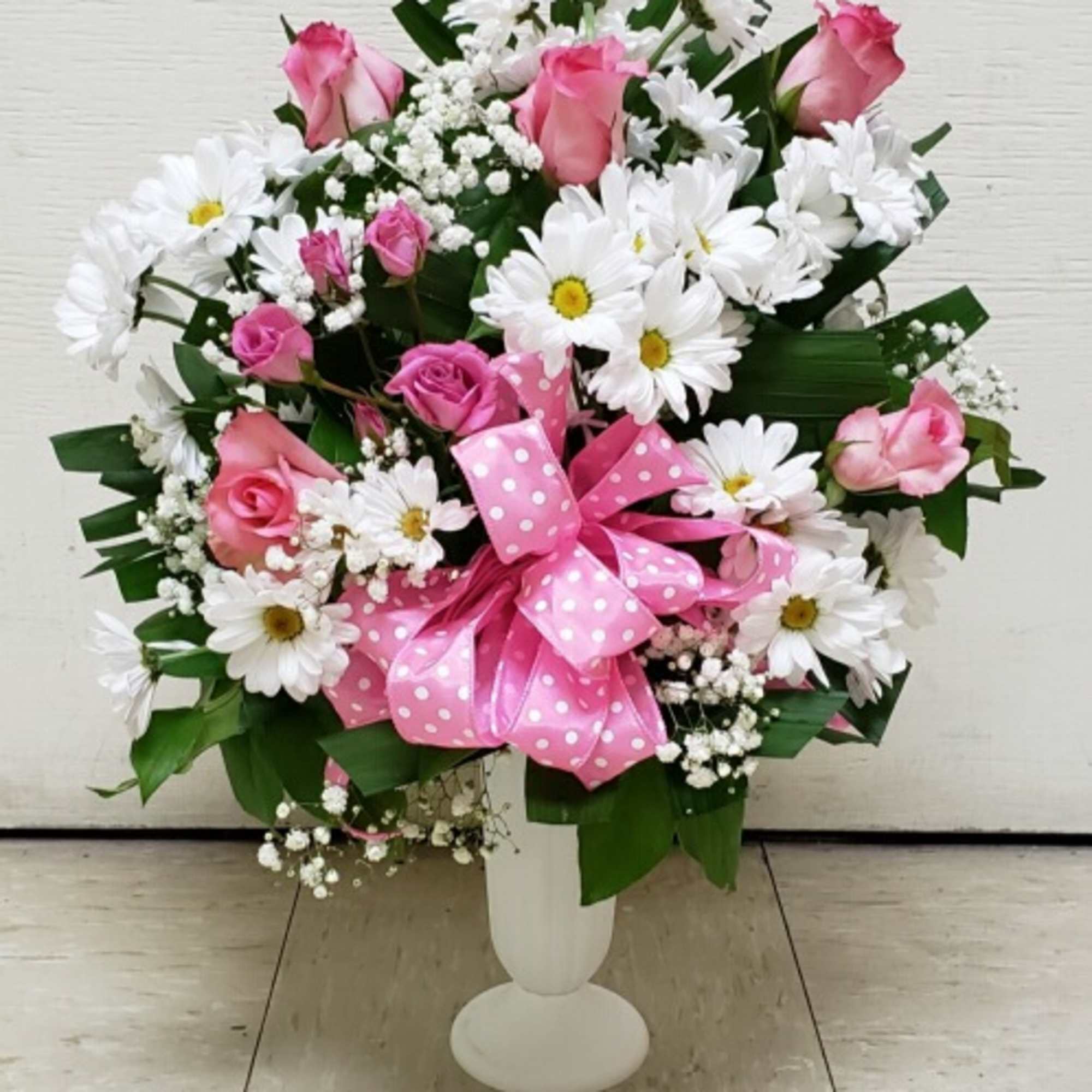  POLKA DOTS AND POSIES IN CEMETERY APPROVED CONTAINER BY TWIN TOWERS, photo 2 of 2