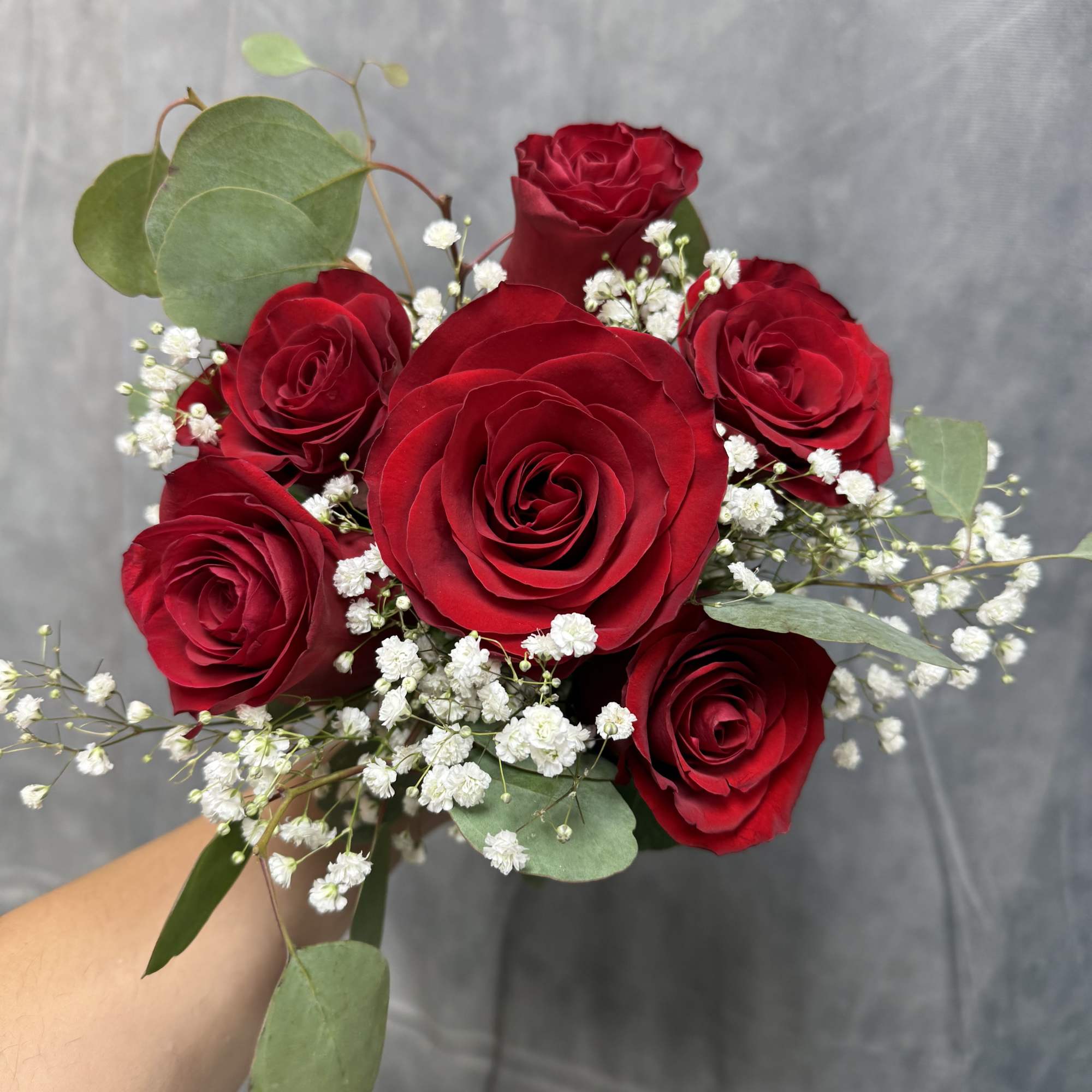 6 red roses prom bouquet 