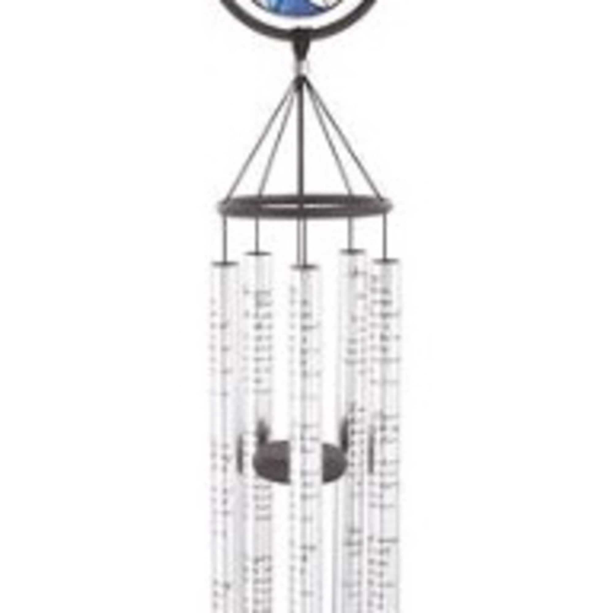 Decorative hanging wind chime with stained-glass accents