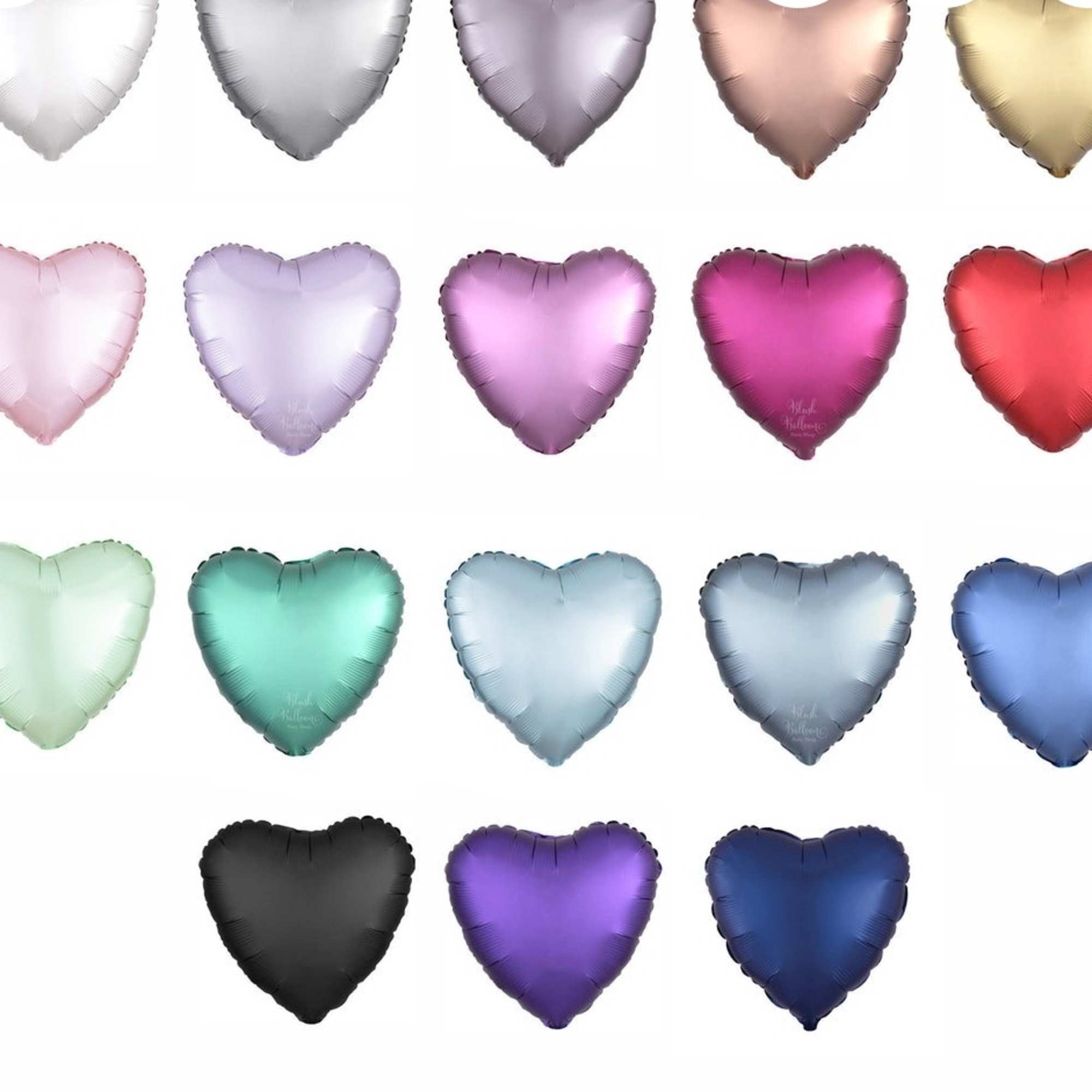 18" Mylar shapes in Hearts, Stars &amp; Rounds. They nicely accent other