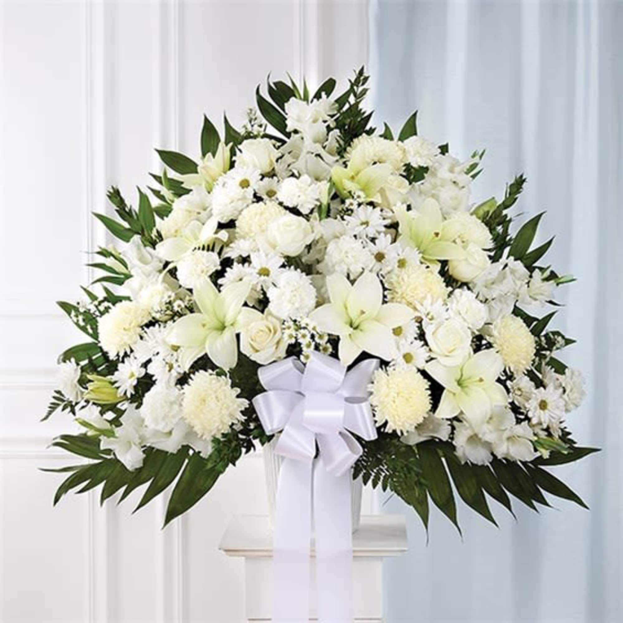 Symbolizing peace, serenity and purity, white flowers can help comfort those grieving