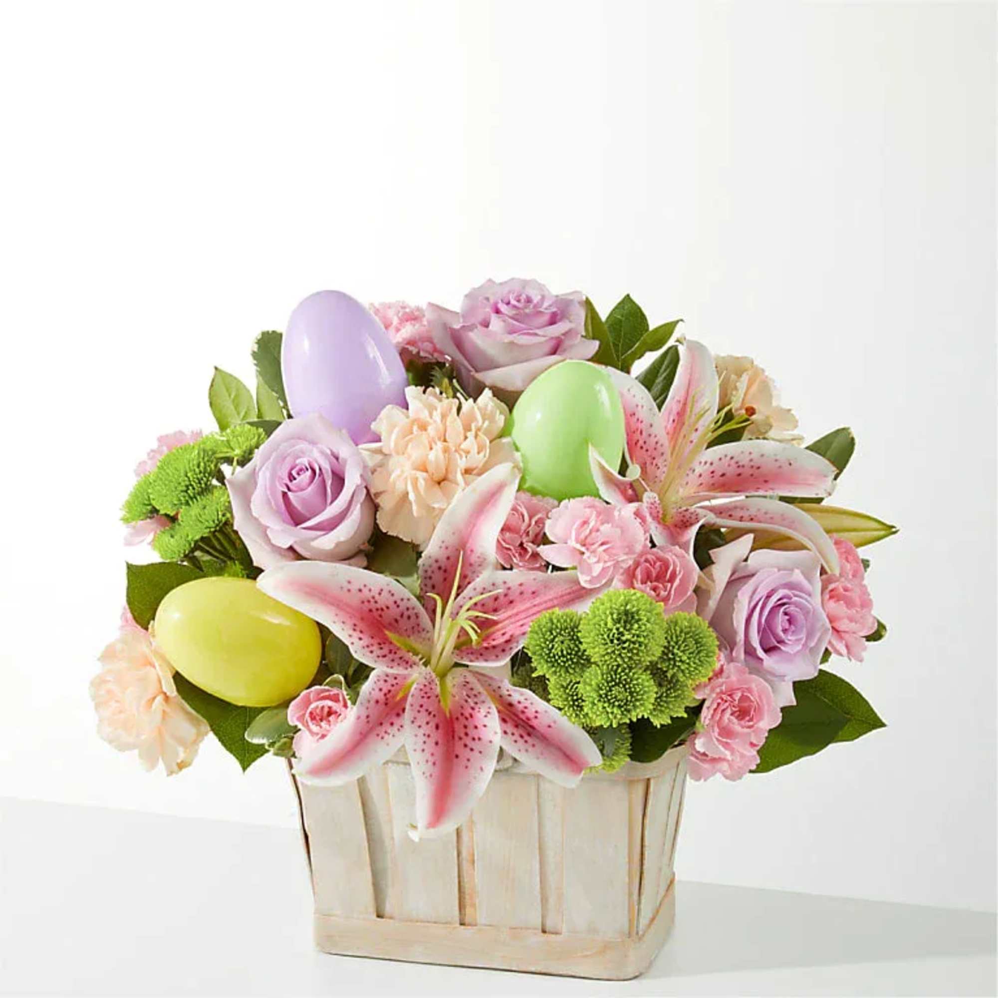 The Easter basket of their dreams has arrived. Our Eggcellent Blooms Basket