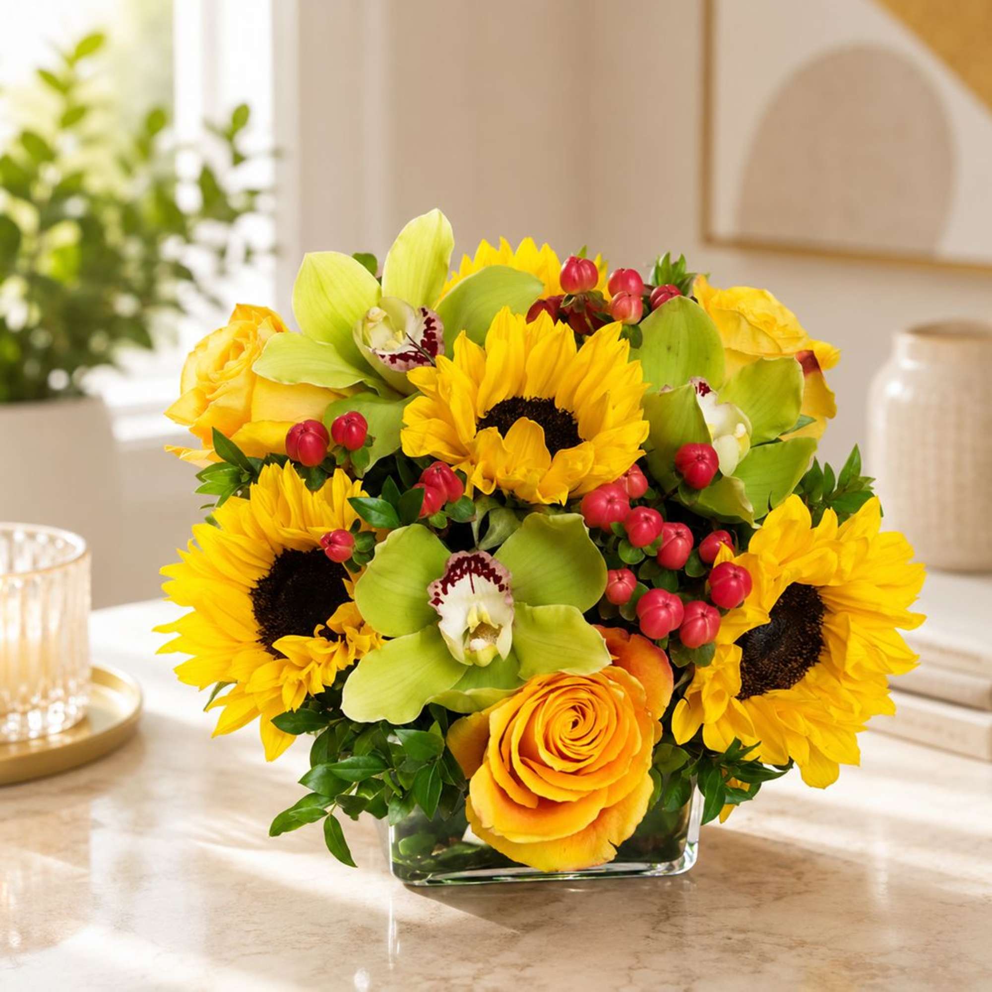 Sunny Day Cube &ndash; Brighten Any Day with San Diego Flower Delivery

Bring