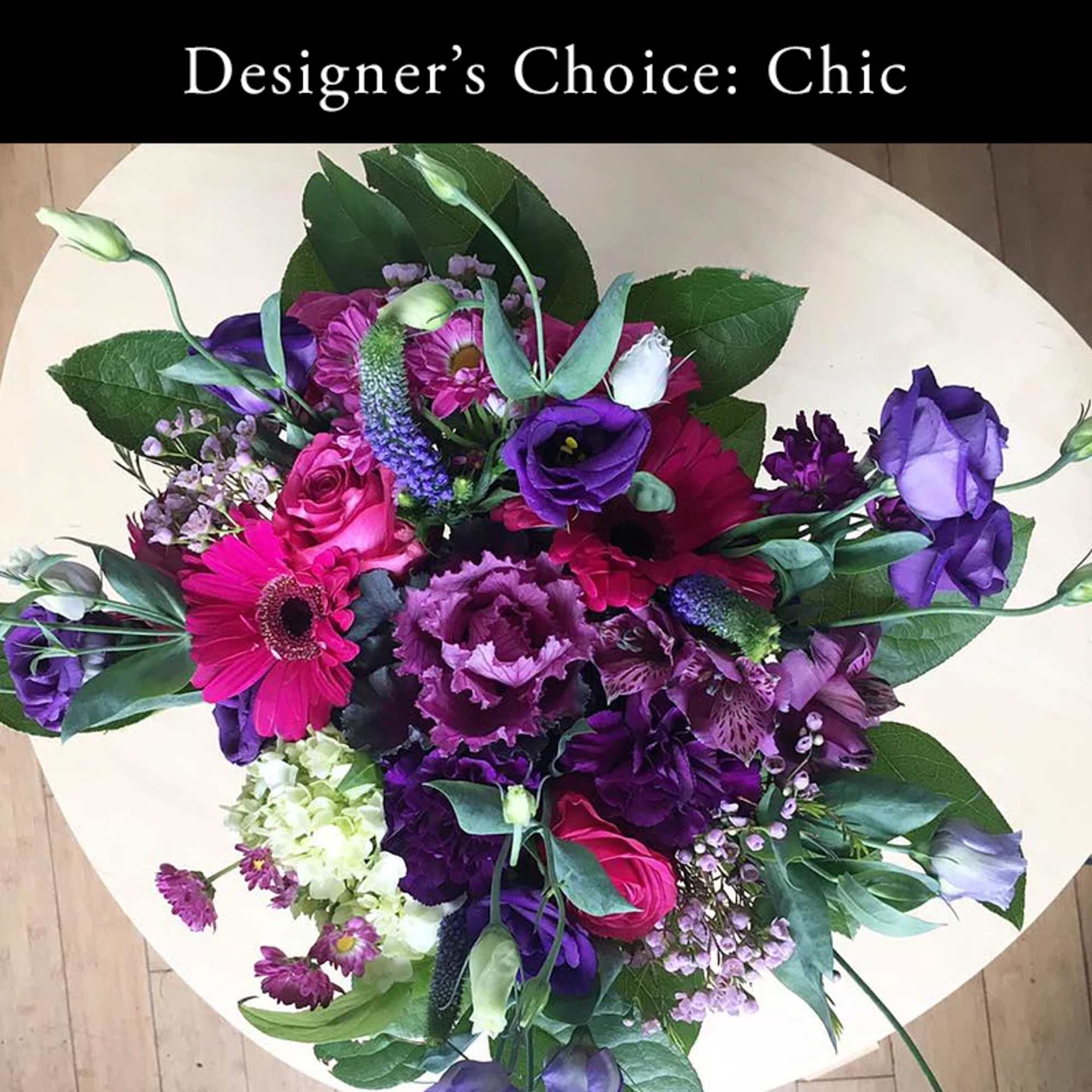 Purple and pink mixed bouquet with gerbera daisies and roses