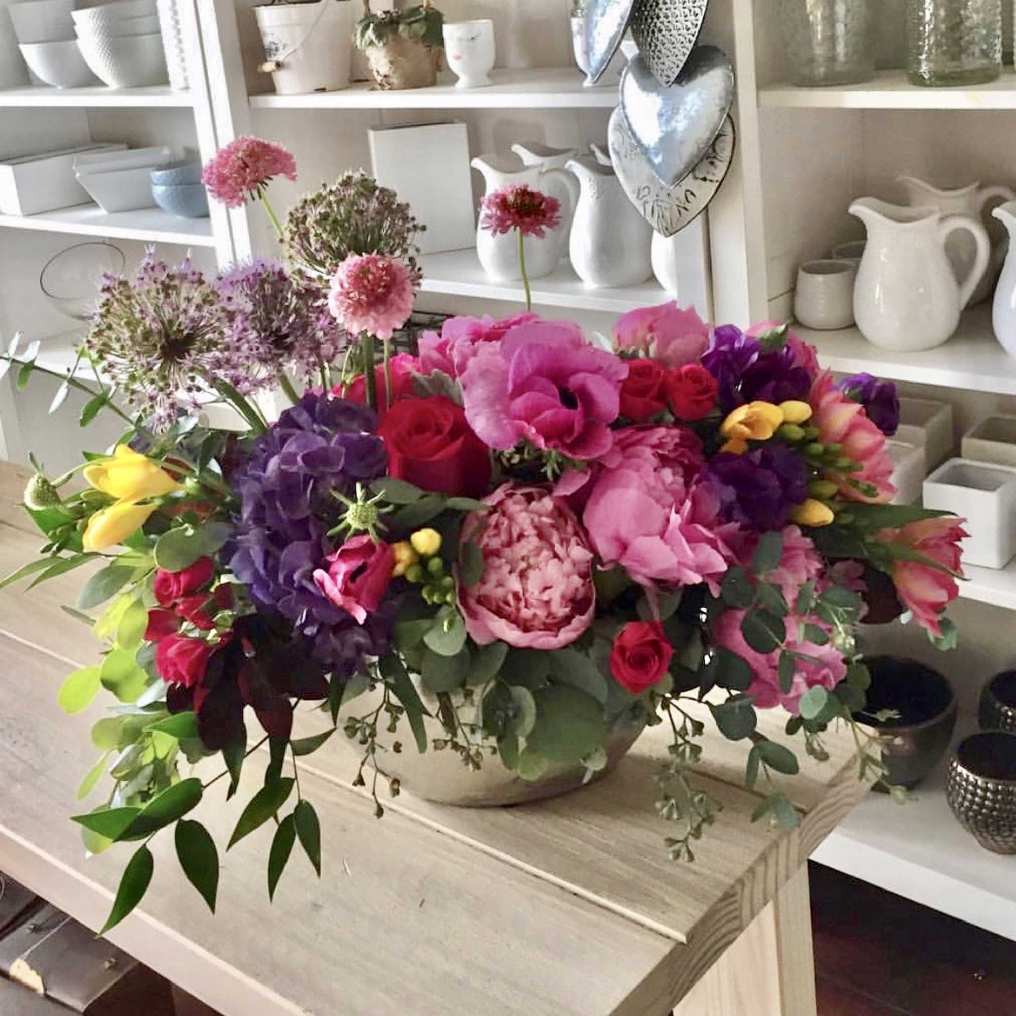 Lush, joyful, and full of life, this peonies and roses arrangement is, photo 2 of 2